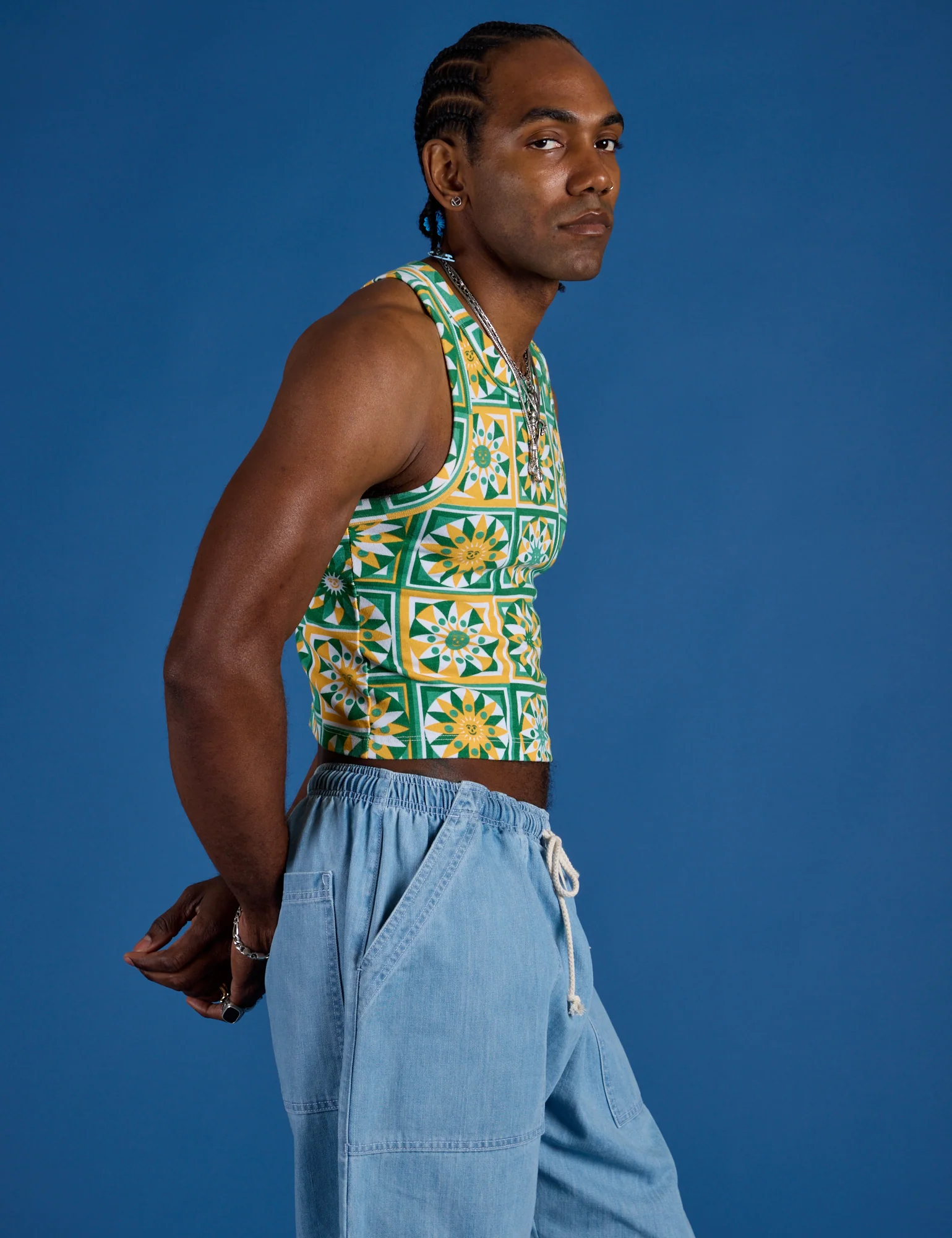 Deep-Cut Racerback Tank - Spring Quilt Print - Image 15