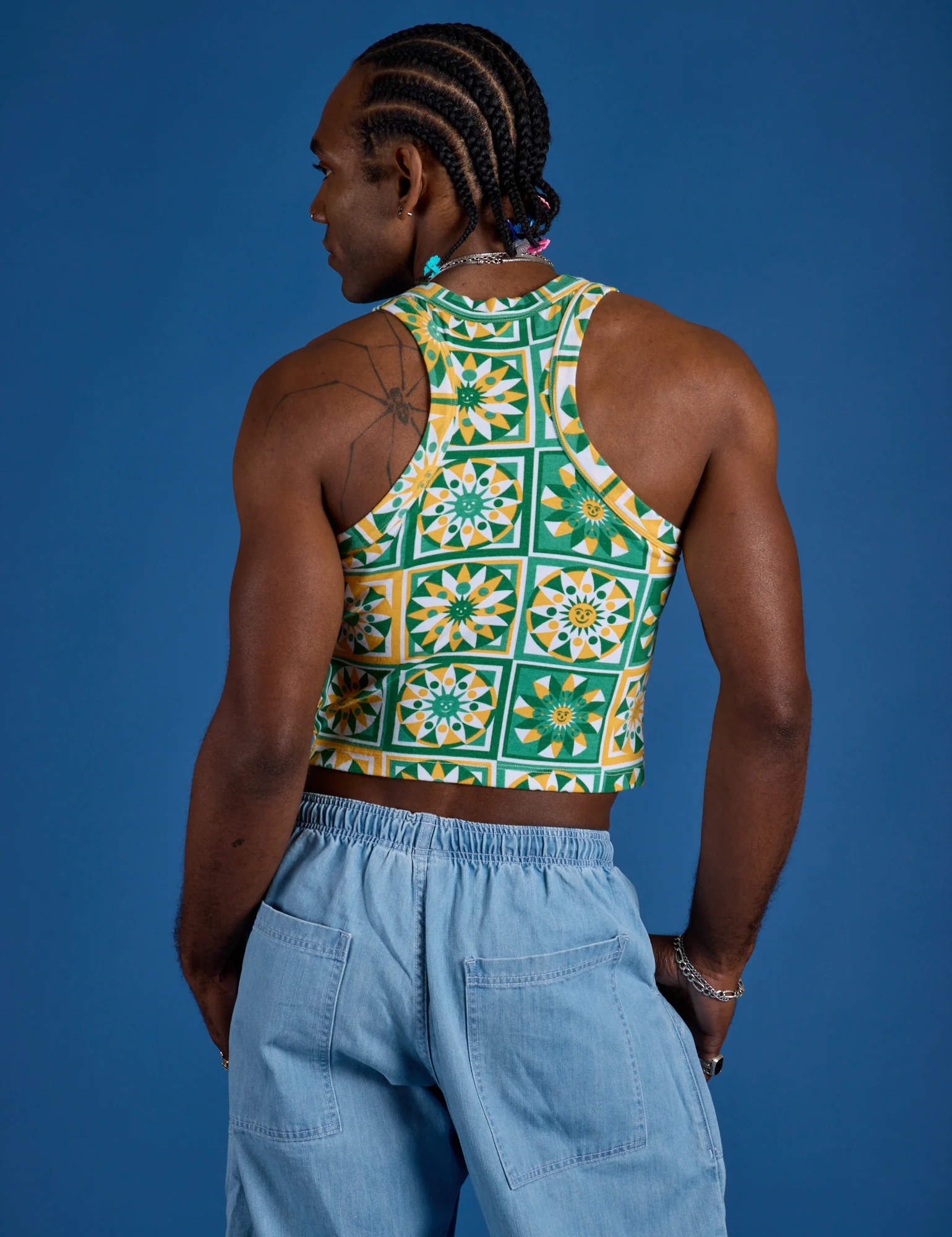 Deep-Cut Racerback Tank - Spring Quilt Print - Image 19
