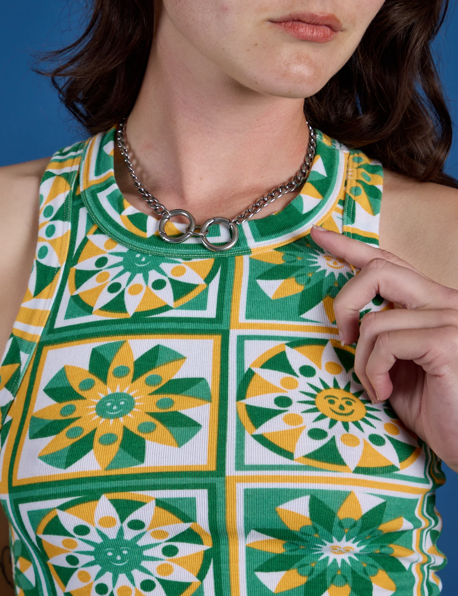 Deep-Cut Racerback Tank - Spring Quilt Print - Image 4