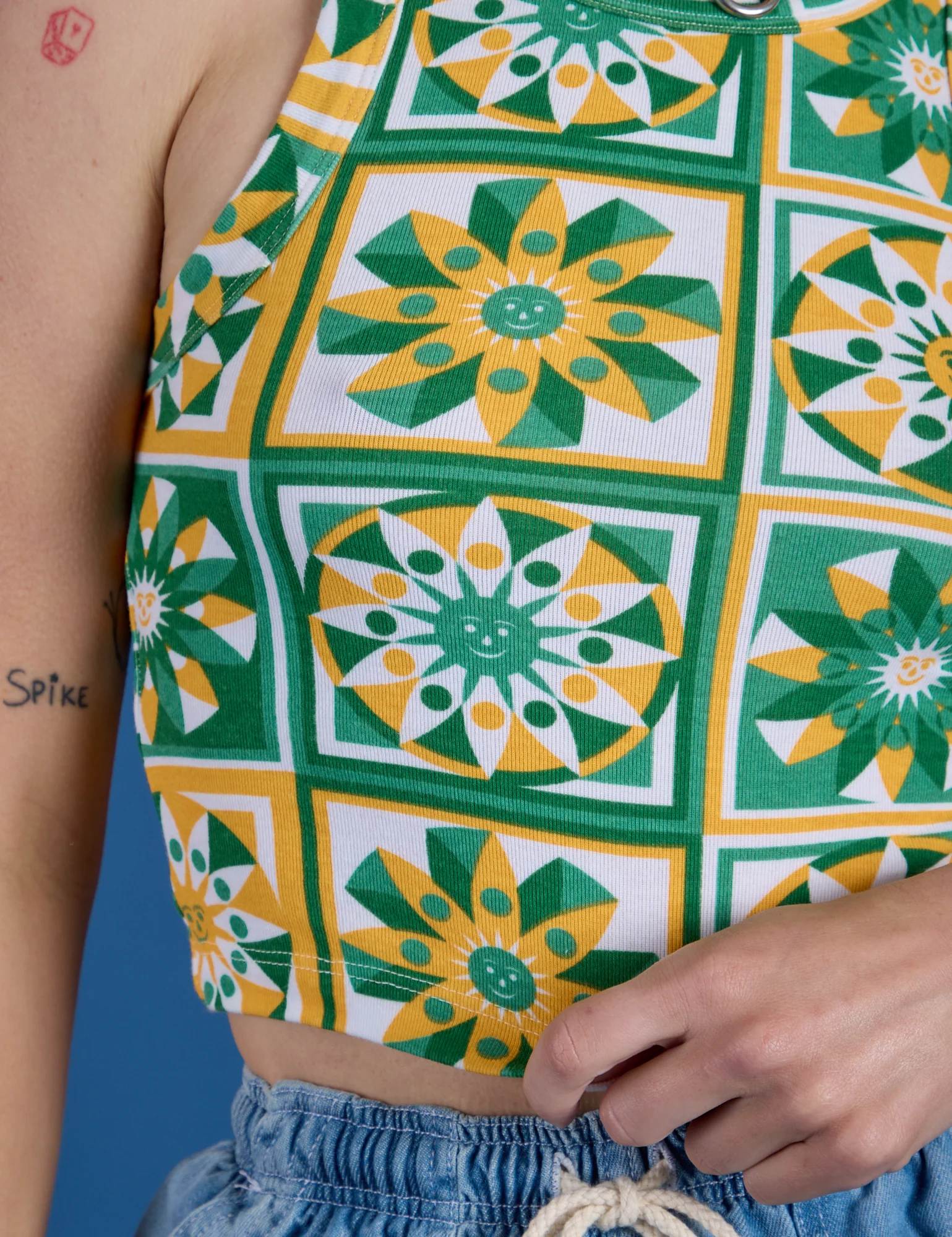 Deep-Cut Racerback Tank - Spring Quilt Print - Image 6