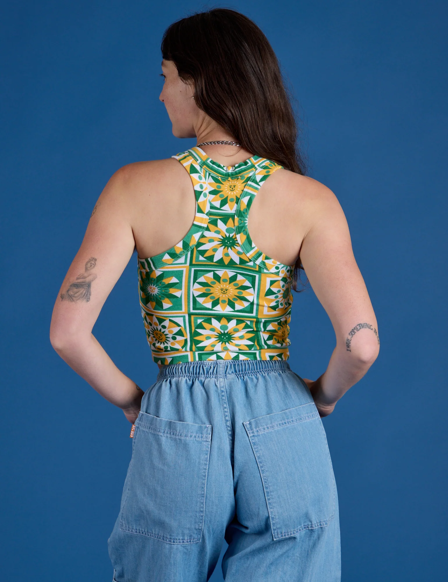 Deep-Cut Racerback Tank - Spring Quilt Print - Image 8