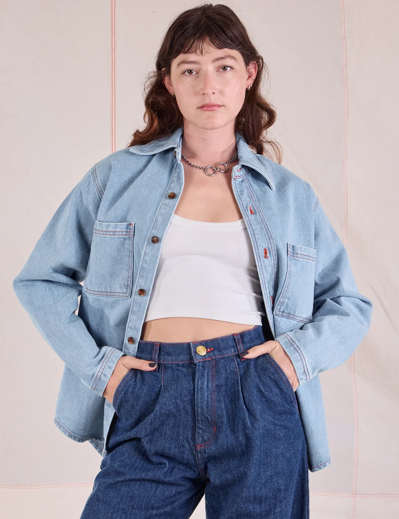Denim Overshirt - Light Wash - Image 11
