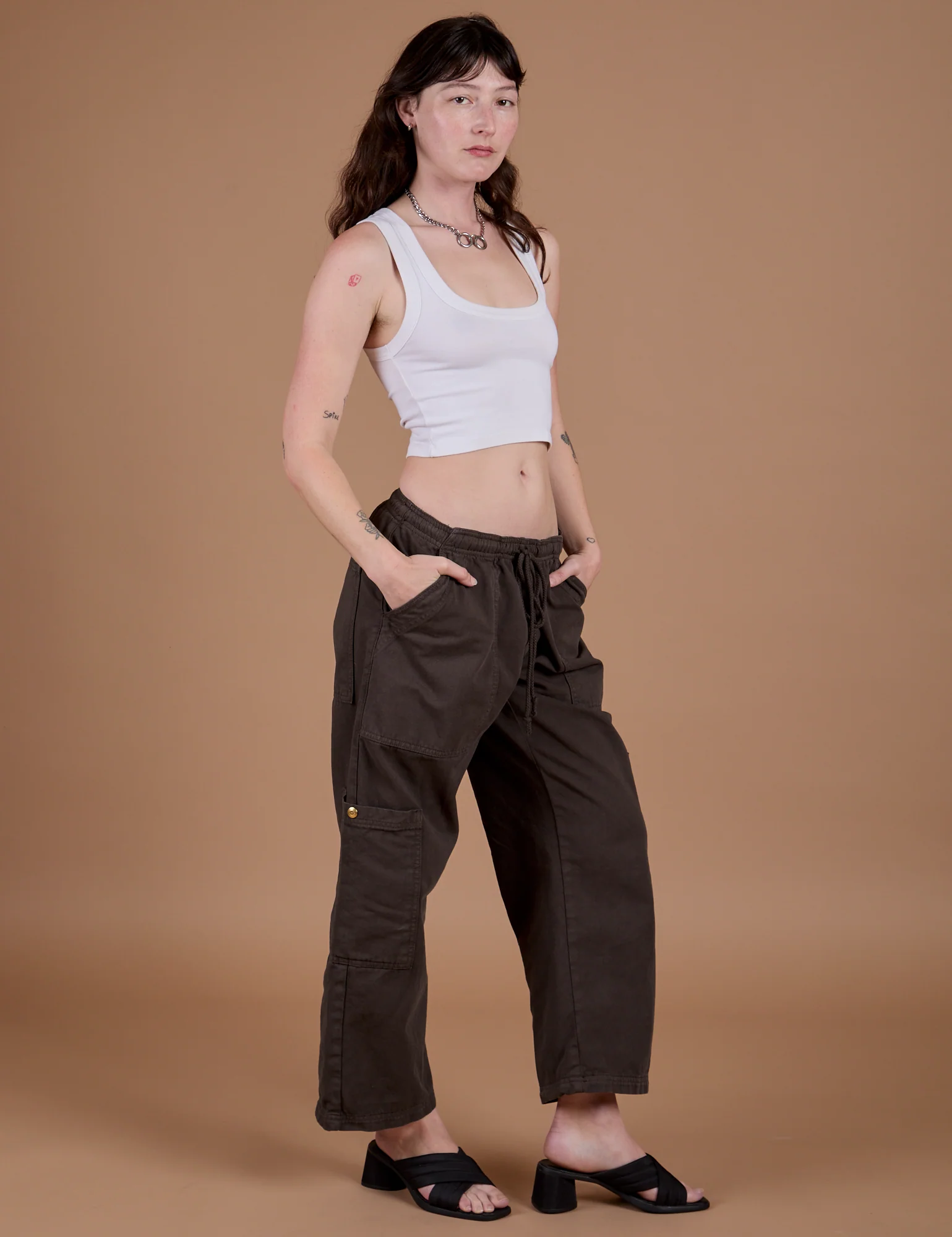 Drop Pocket Cargo Pants - Espresso Brown