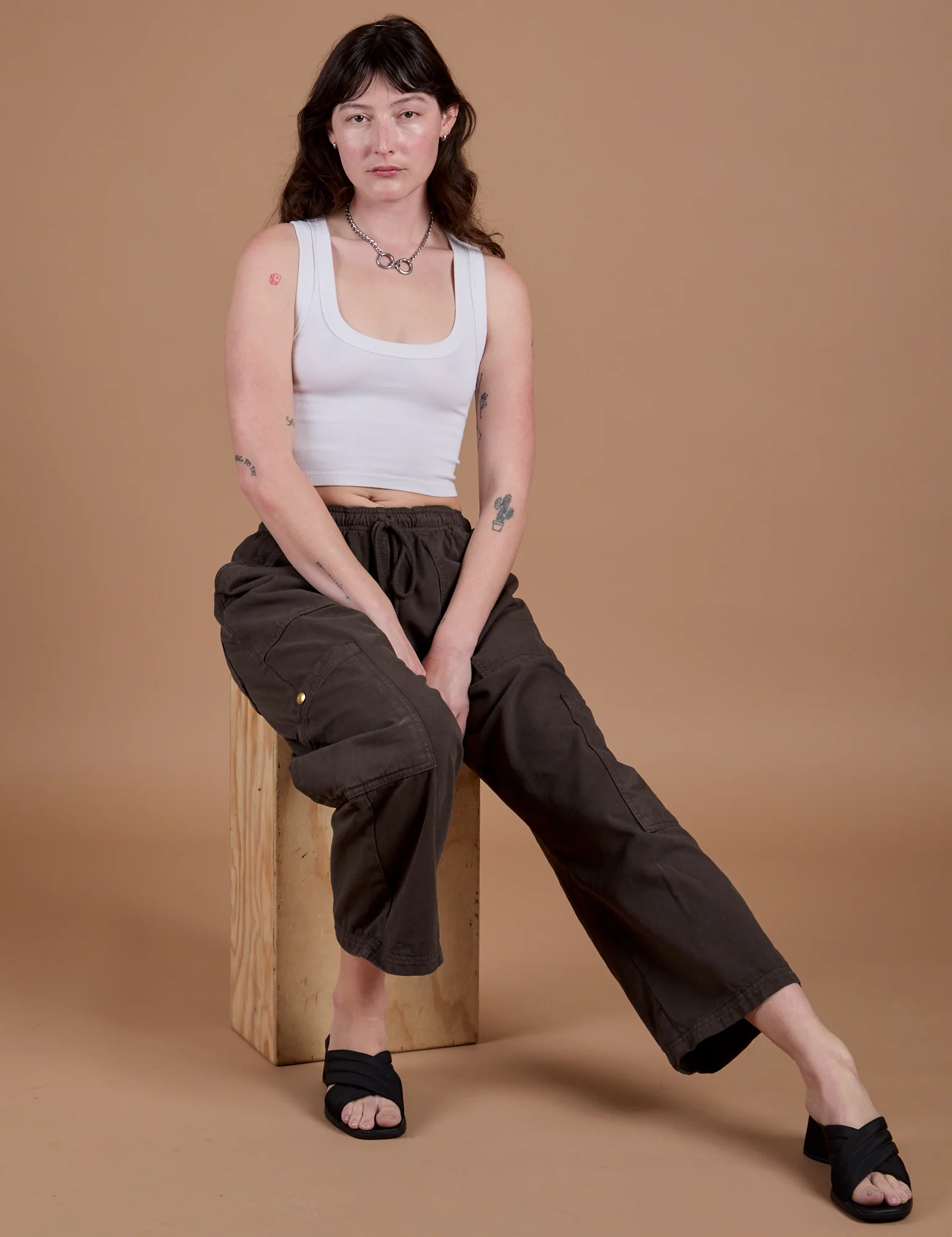 Drop Pocket Cargo Pants - Espresso Brown - Image 10