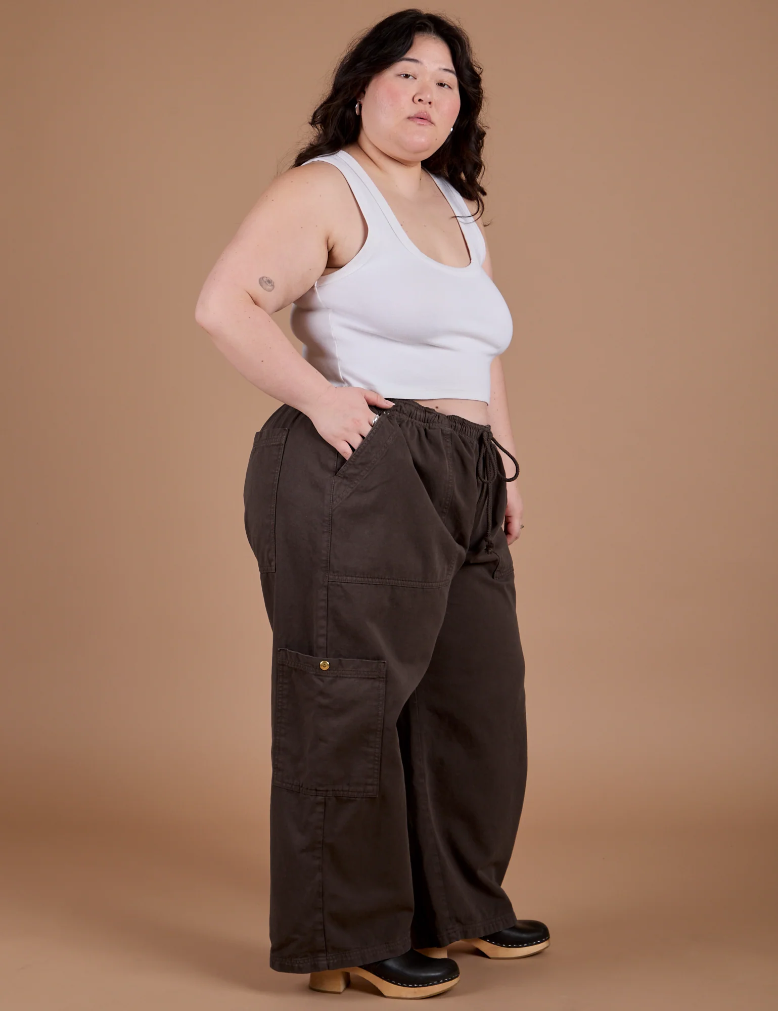 Drop Pocket Cargo Pants - Espresso Brown - Image 15