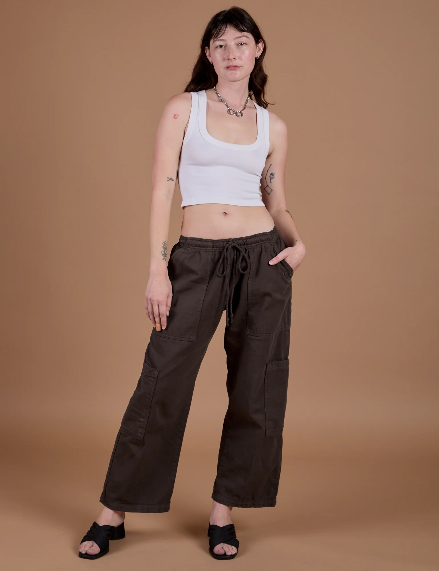 Drop Pocket Cargo Pants - Espresso Brown - Image 3