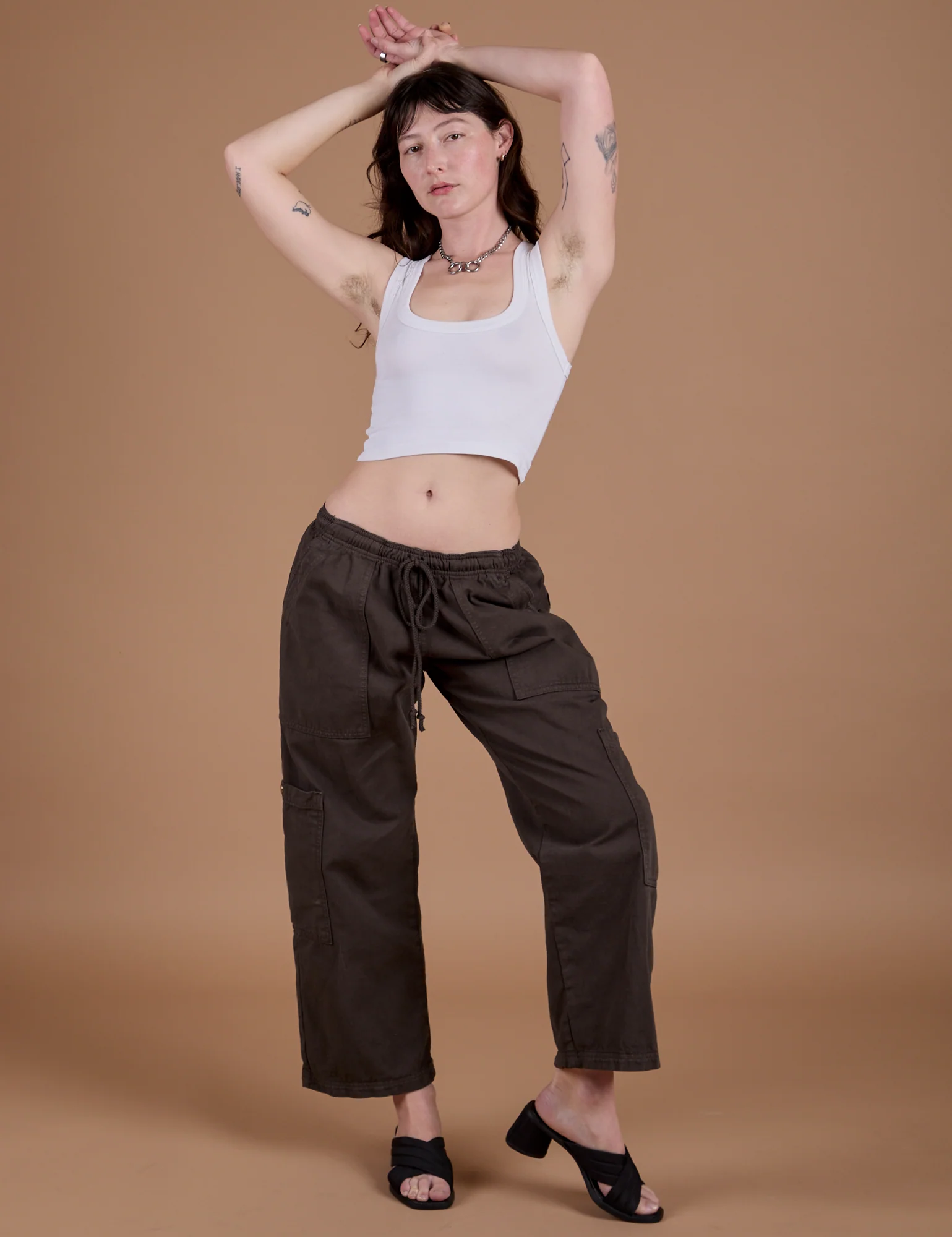 Drop Pocket Cargo Pants - Espresso Brown - Image 5