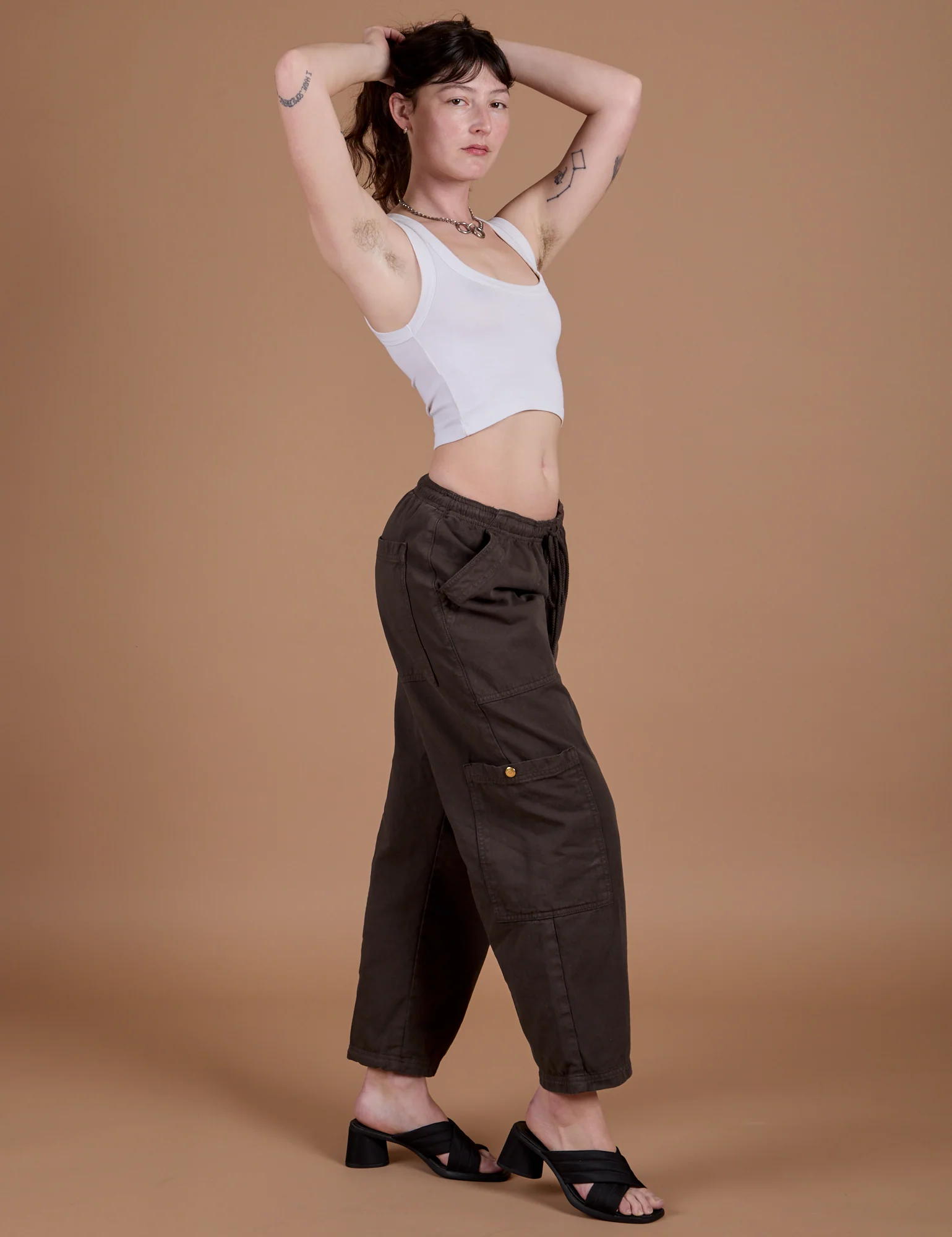 Drop Pocket Cargo Pants - Espresso Brown - Image 6