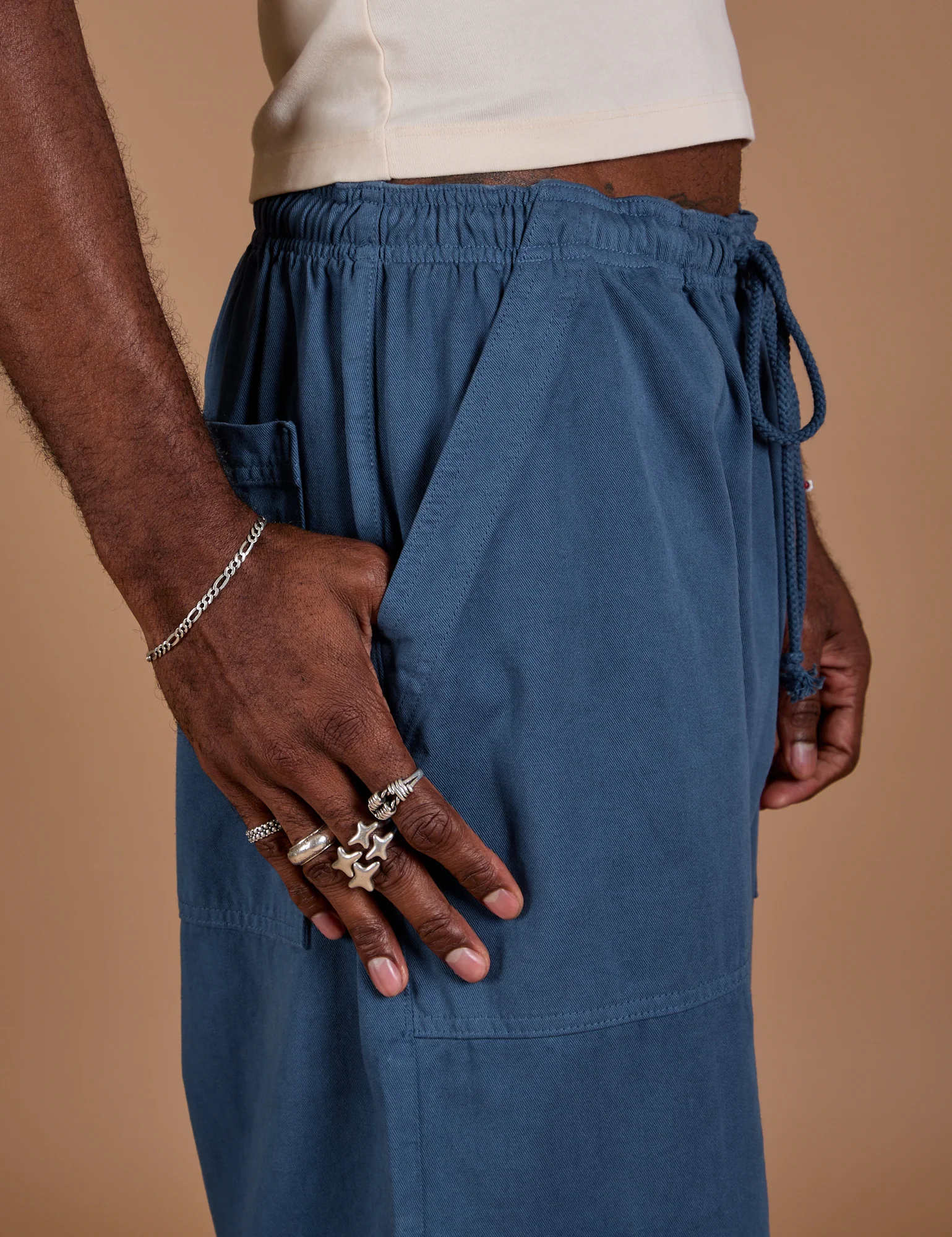 Drop Pocket Cargo Pants - French Blue - Image 10