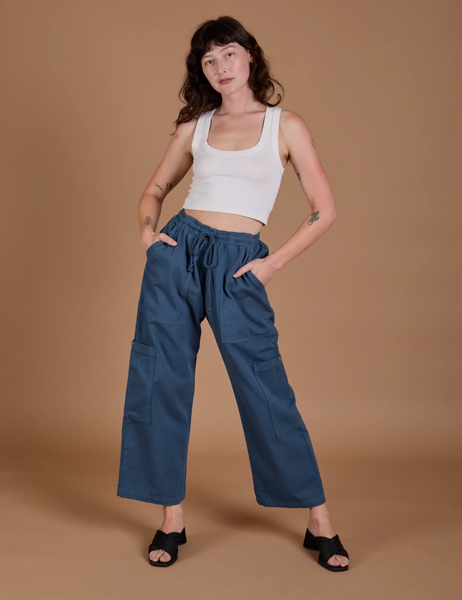 Drop Pocket Cargo Pants - French Blue - Image 14
