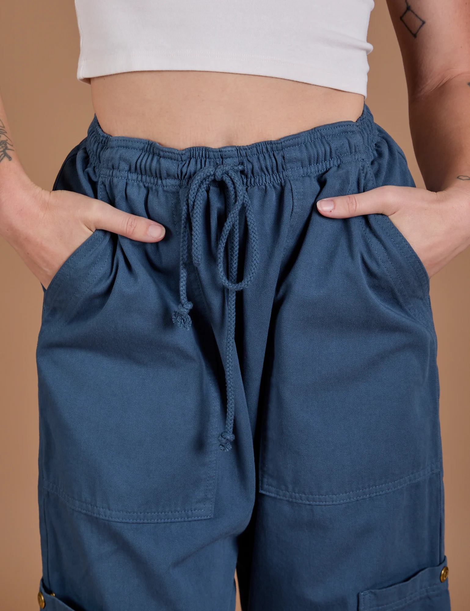 Drop Pocket Cargo Pants - French Blue - Image 15