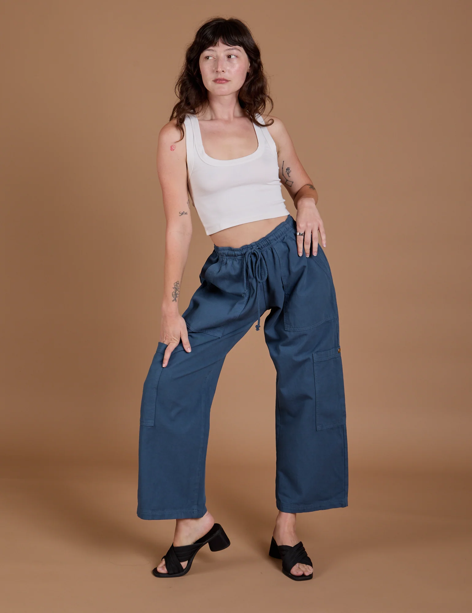 Drop Pocket Cargo Pants - French Blue - Image 16