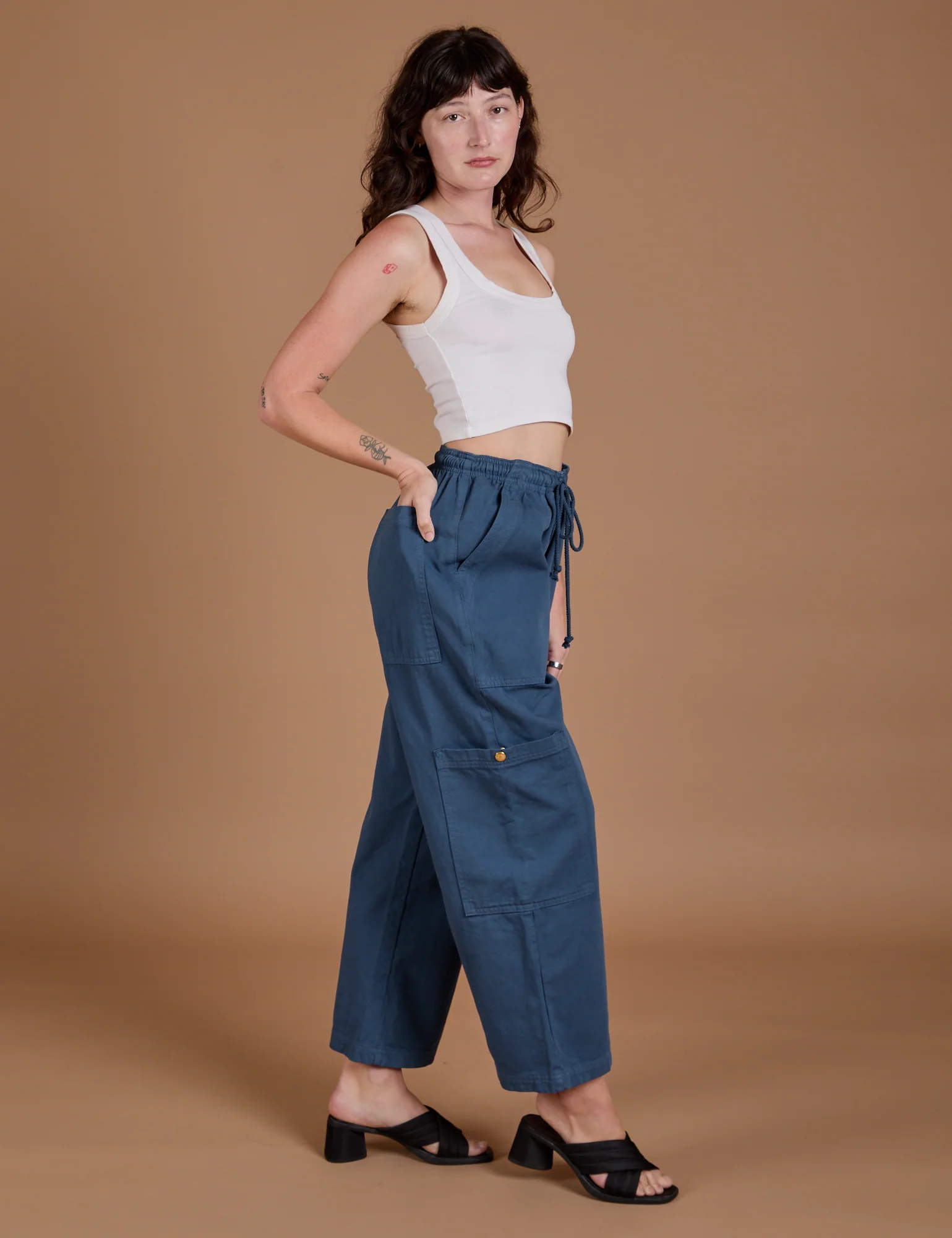 Drop Pocket Cargo Pants - French Blue - Image 17