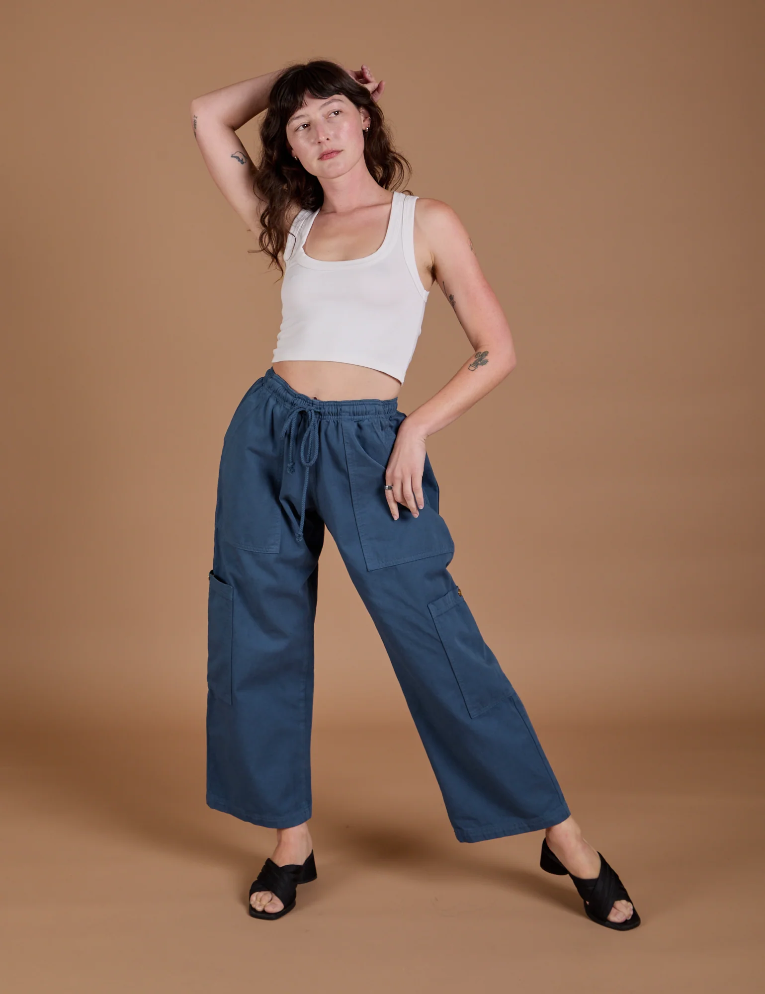 Drop Pocket Cargo Pants - French Blue - Image 21