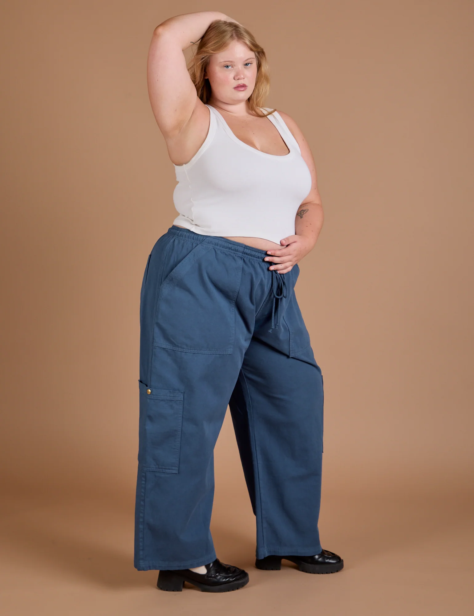 Drop Pocket Cargo Pants - French Blue - Image 4
