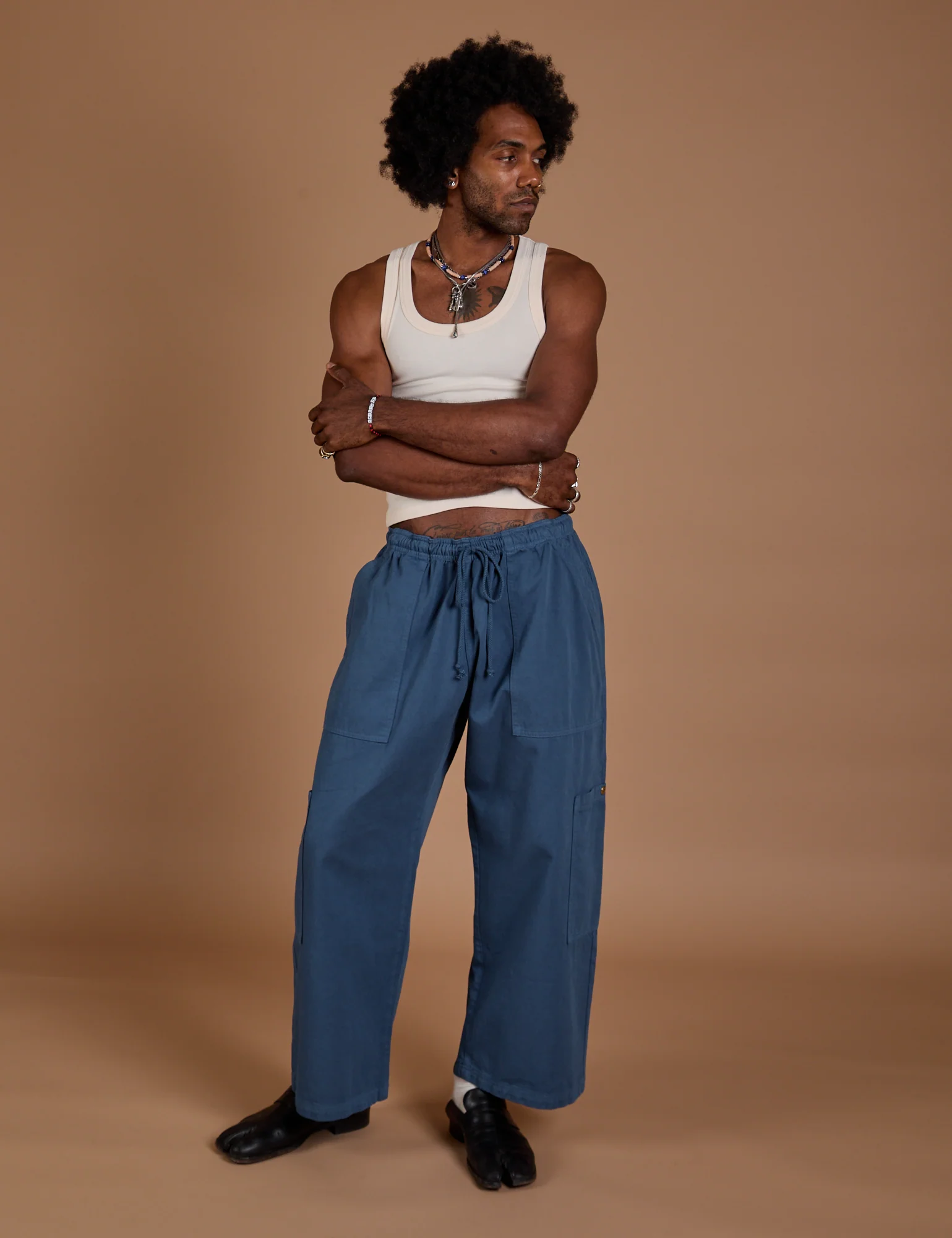 Drop Pocket Cargo Pants - French Blue - Image 7