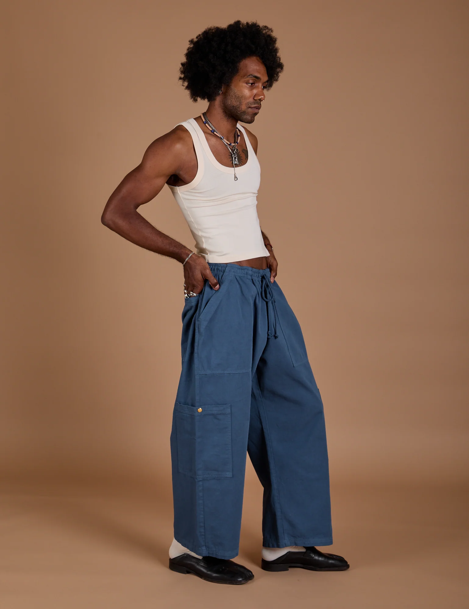 Drop Pocket Cargo Pants - French Blue - Image 9