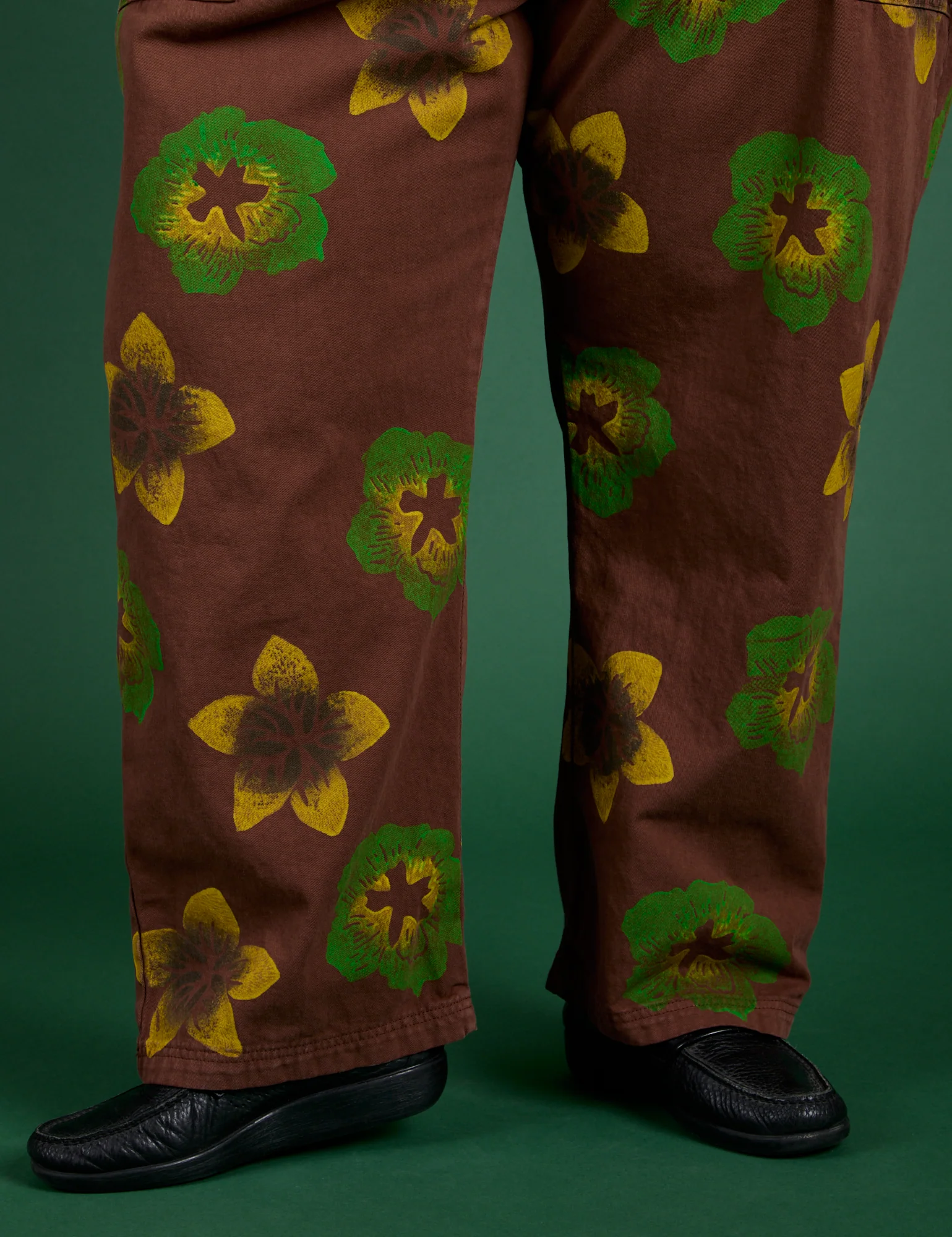 Floral Painted Work Pants -  Brown - Image 19