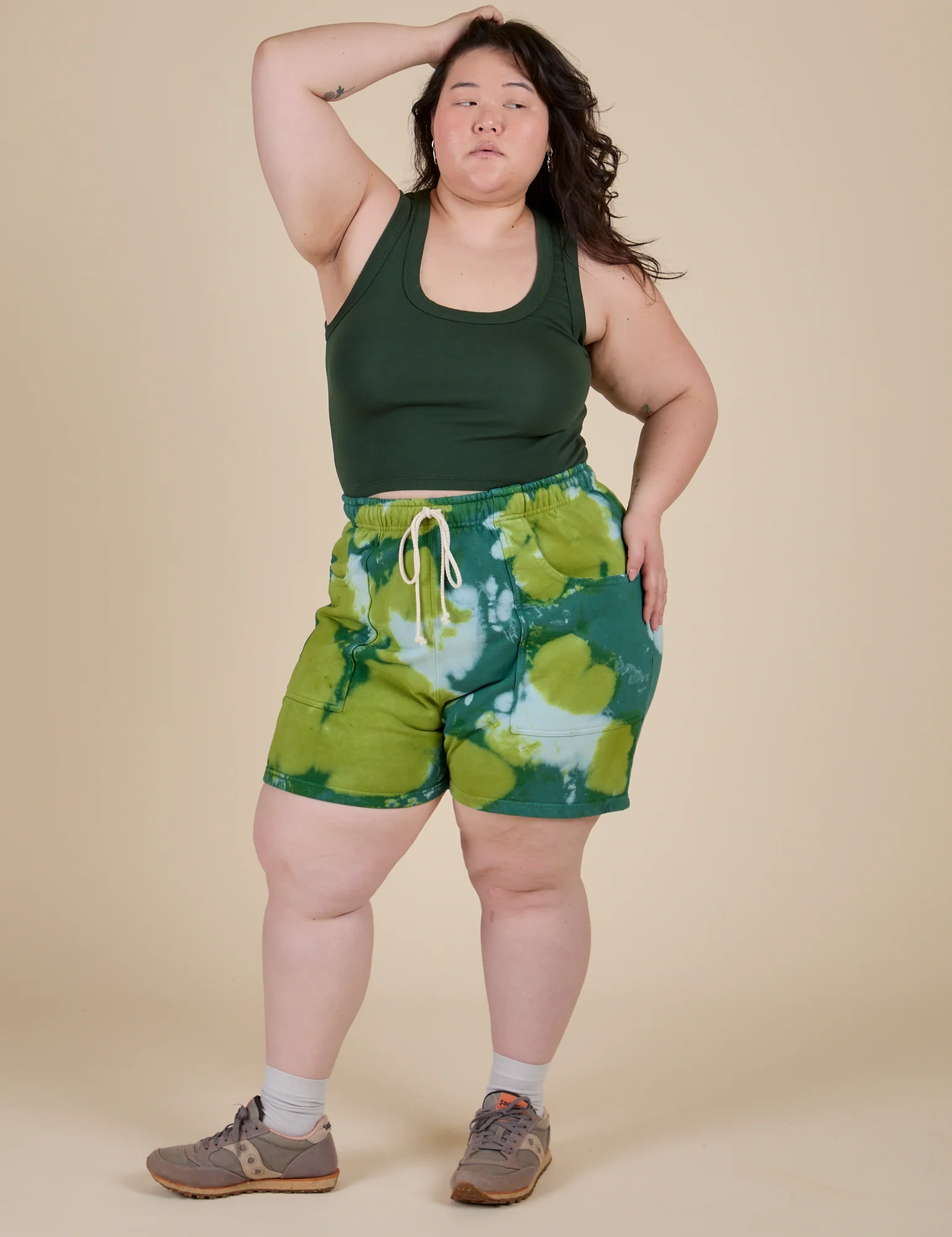 Heavyweight Sweat Shorts - Green Magic Waters - Image 4