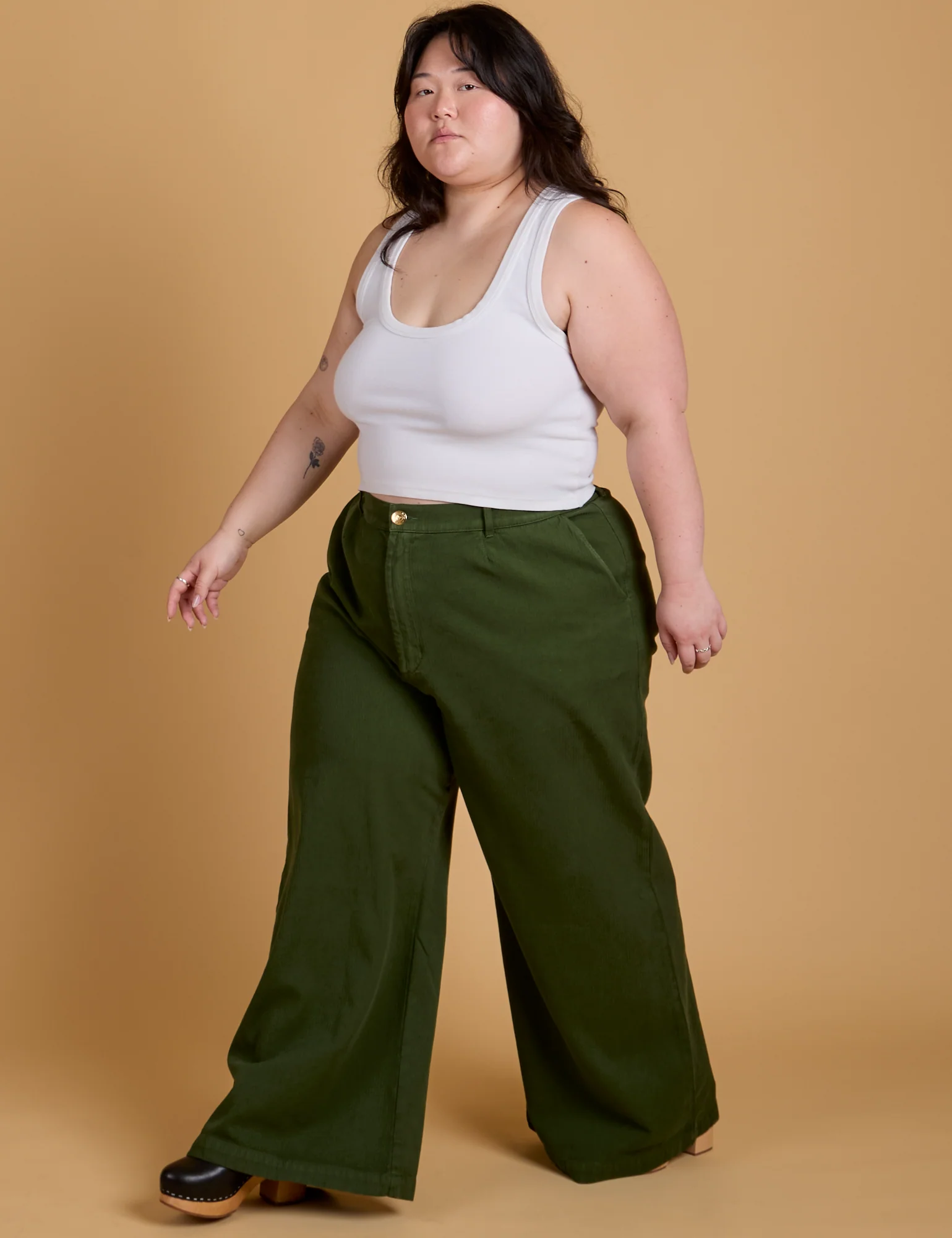 Heritage Wide Leg Trousers - Evergreen *FINAL SALE* - Image 15
