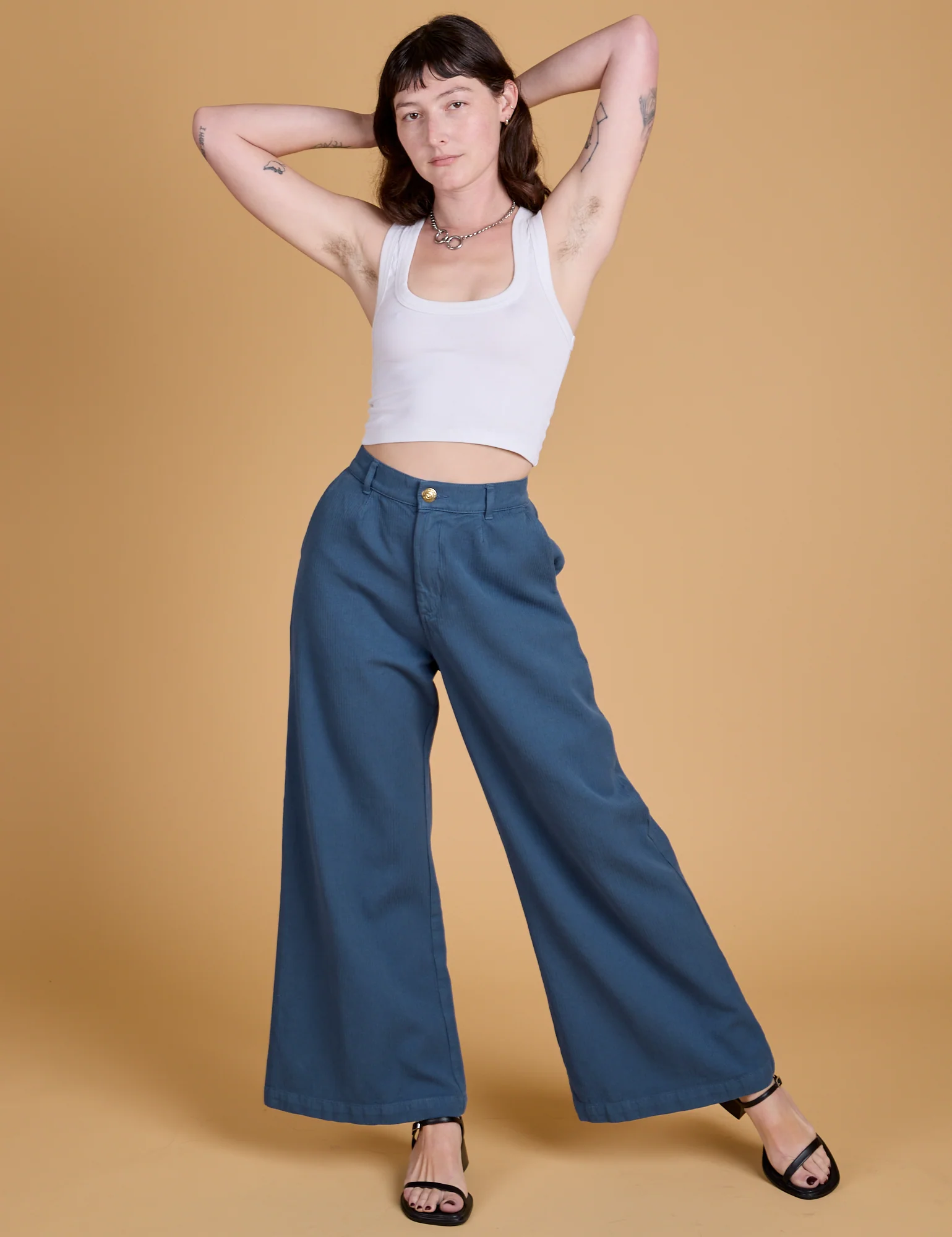 Heritage Wide Leg Trousers - French Blue *FINAL SALE* - Image 3