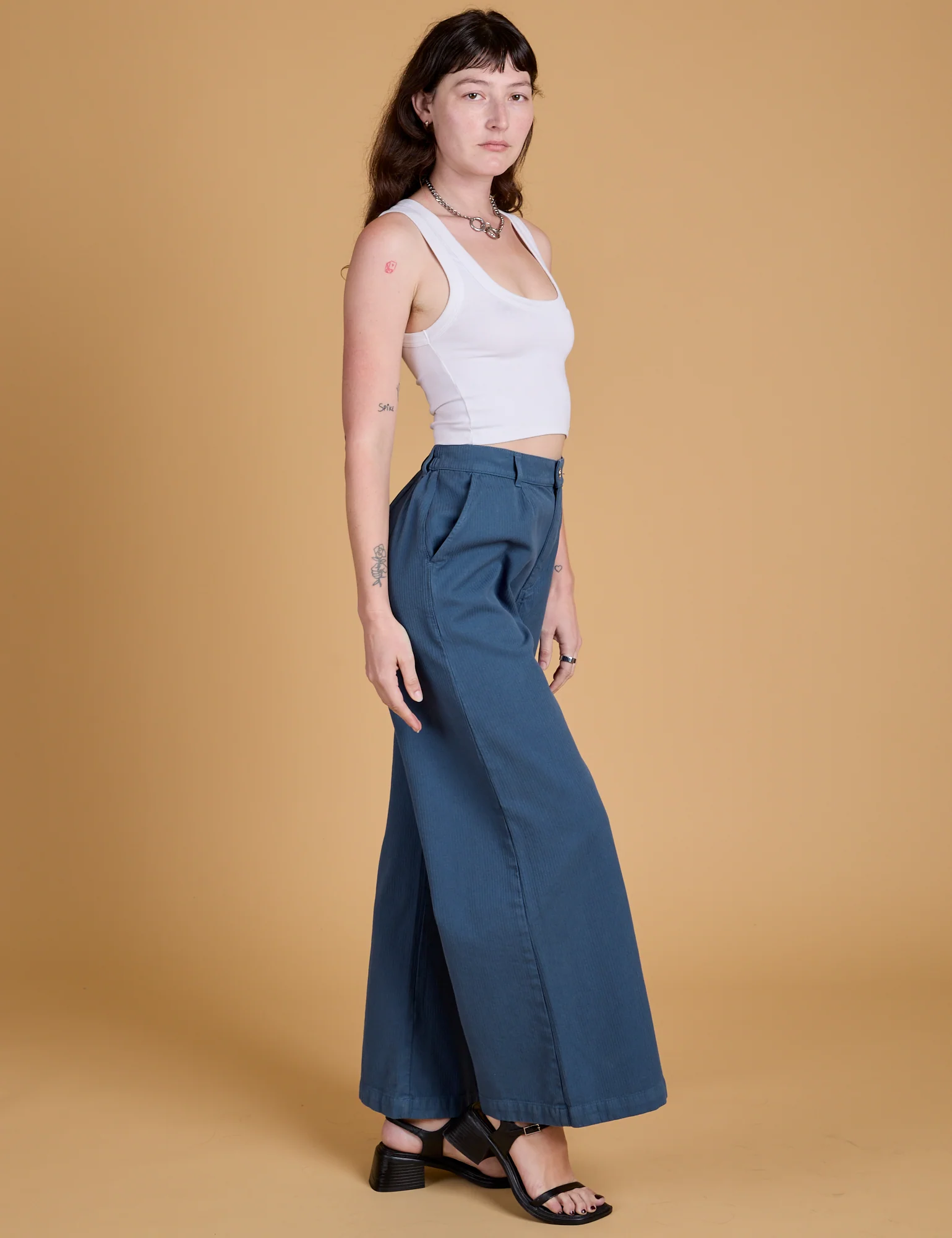 Heritage Wide Leg Trousers - French Blue *FINAL SALE* - Image 5