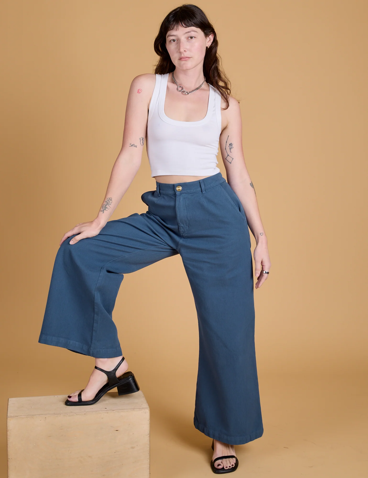 Heritage Wide Leg Trousers - French Blue *FINAL SALE* - Image 9