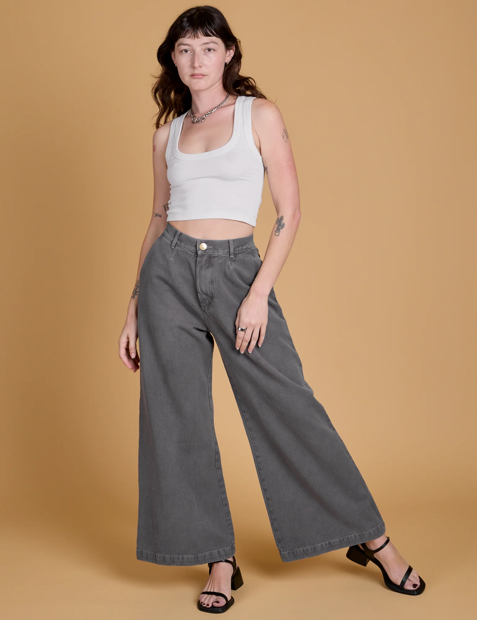 Heritage Wide Leg Trousers - Washed Grey *FINAL SALE* - Image 10
