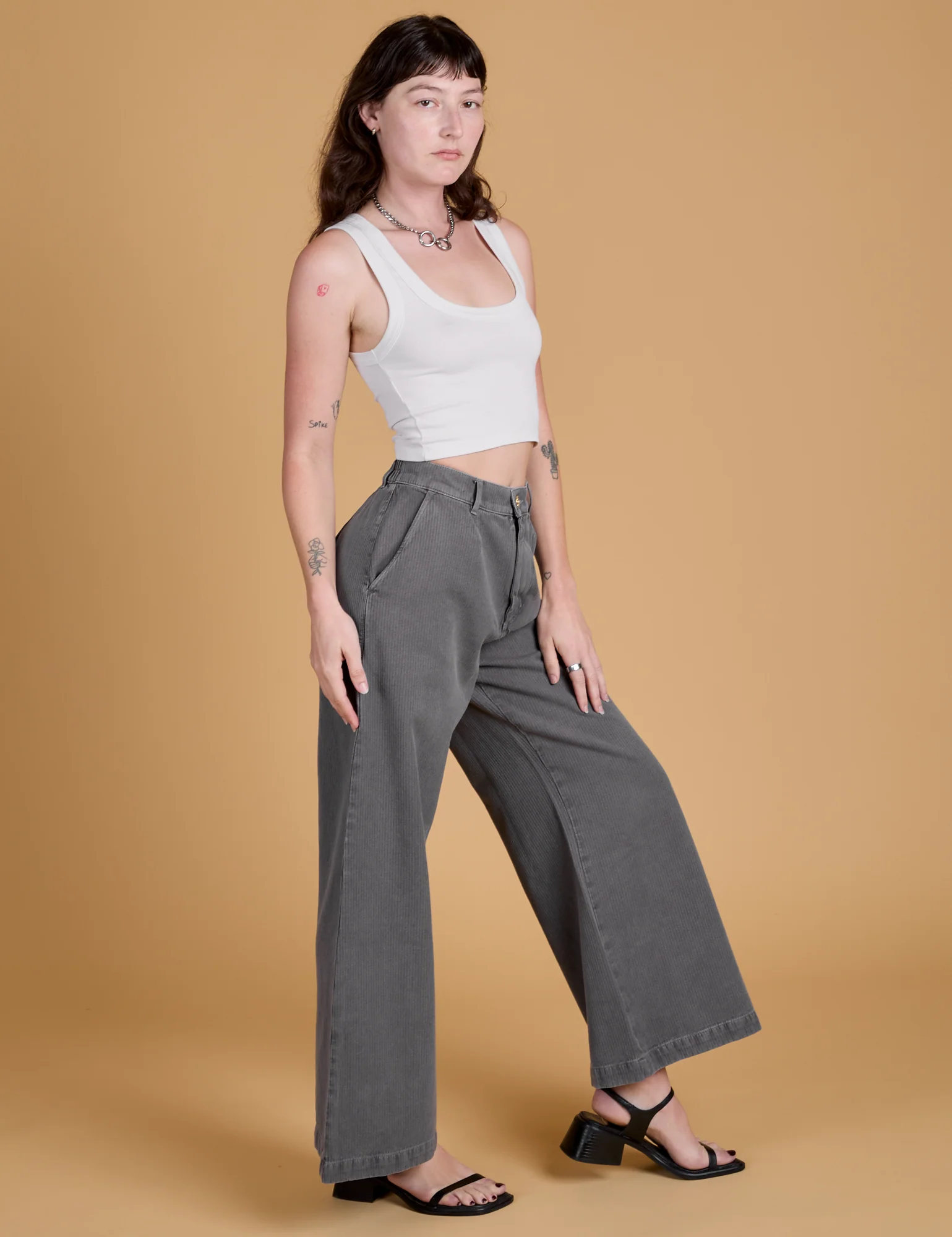 Heritage Wide Leg Trousers - Washed Grey *FINAL SALE* - Image 12