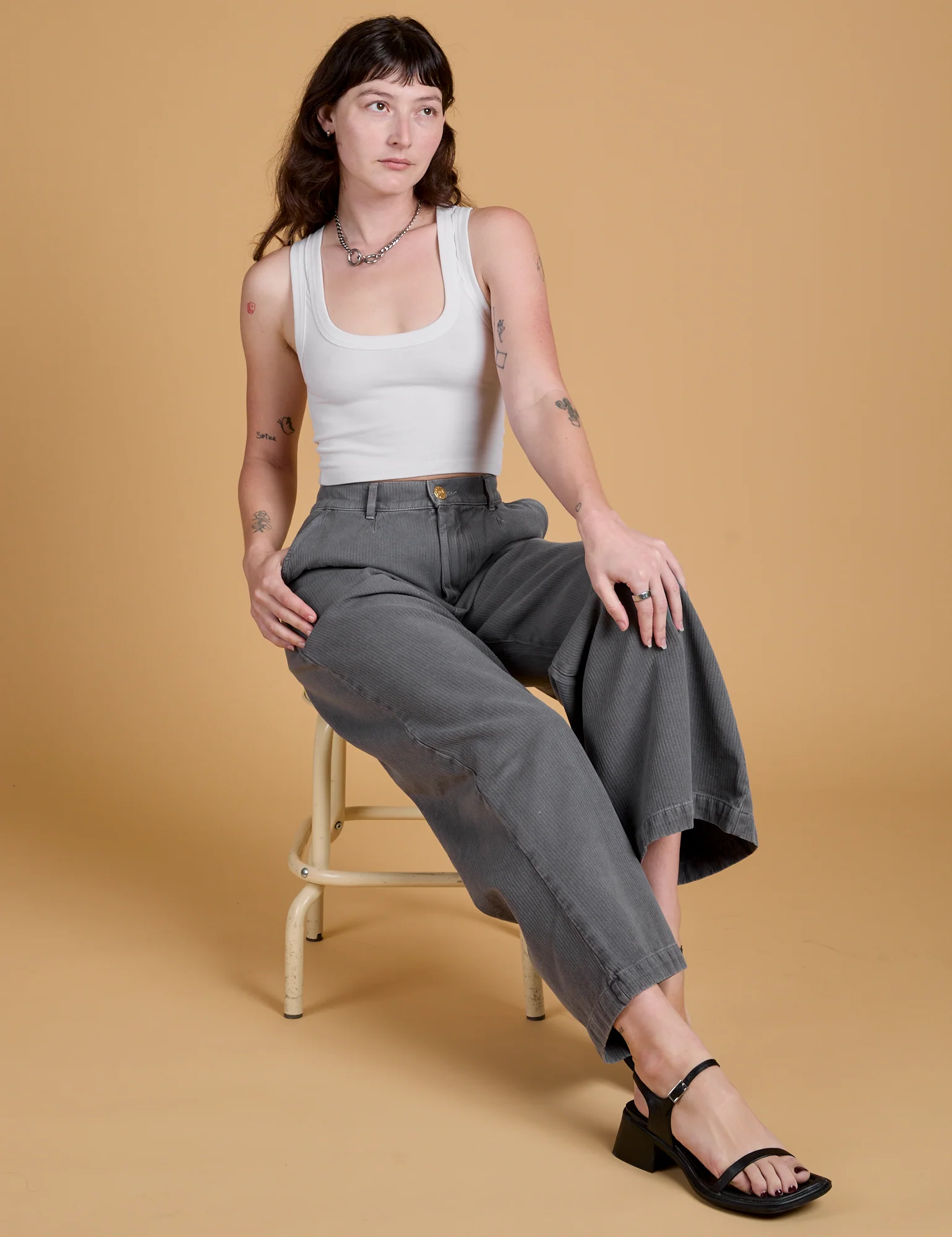 Heritage Wide Leg Trousers - Washed Grey *FINAL SALE* - Image 16