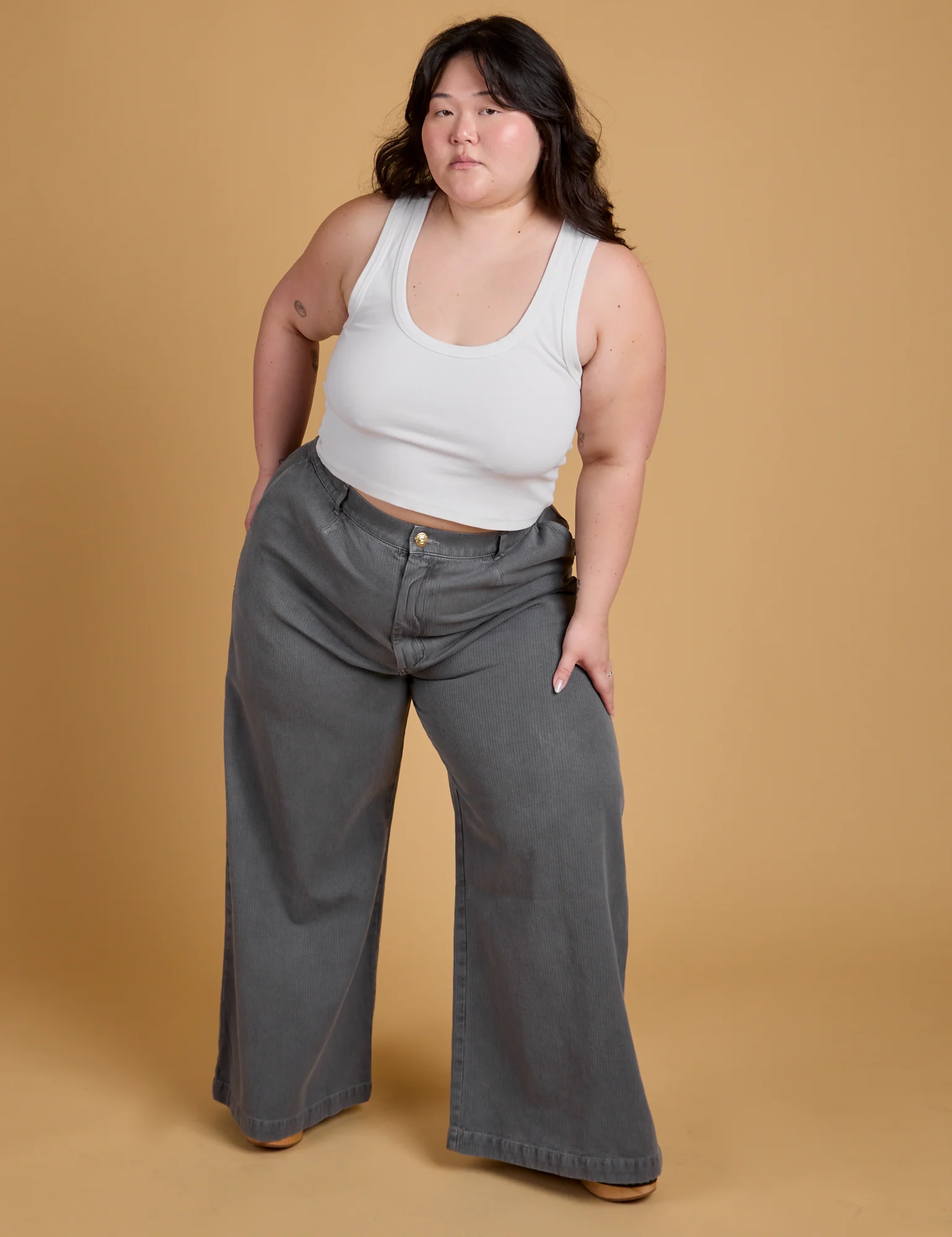 Heritage Wide Leg Trousers - Washed Grey *FINAL SALE* - Image 3
