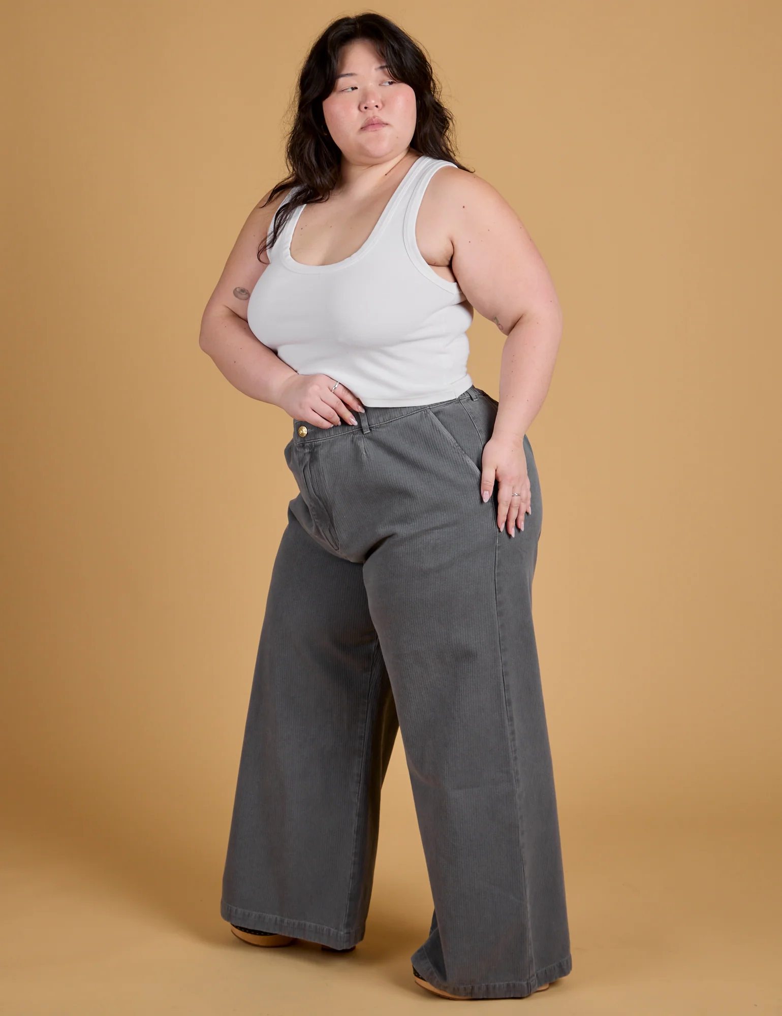 Heritage Wide Leg Trousers - Washed Grey *FINAL SALE* - Image 5