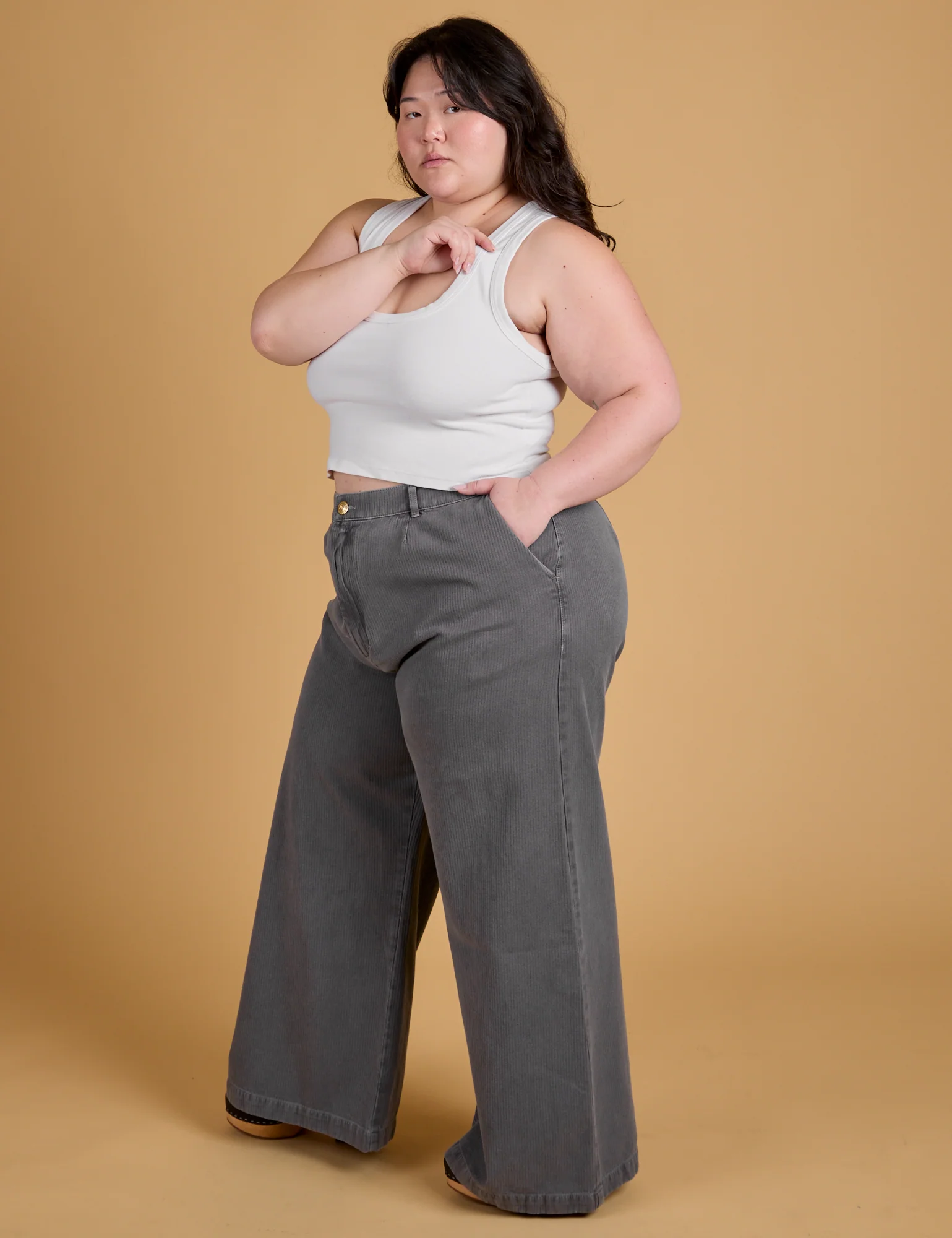 Heritage Wide Leg Trousers - Washed Grey *FINAL SALE* - Image 6