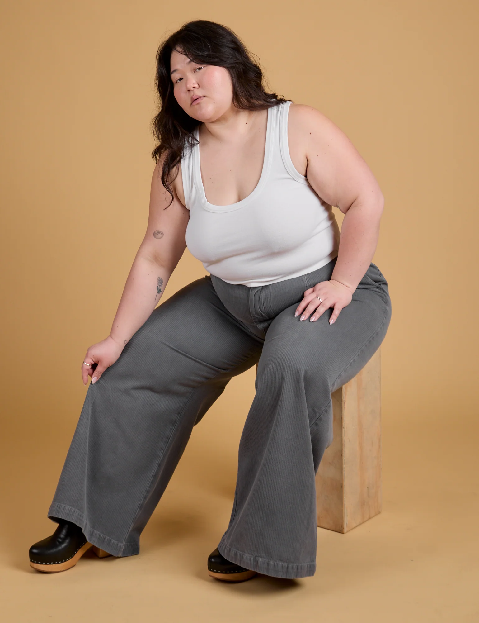 Heritage Wide Leg Trousers - Washed Grey *FINAL SALE* - Image 9