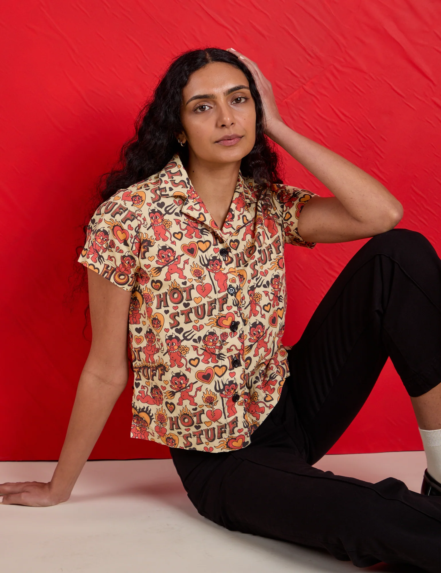 Hot Stuff Print Pantry Button-Up *FINAL SALE*