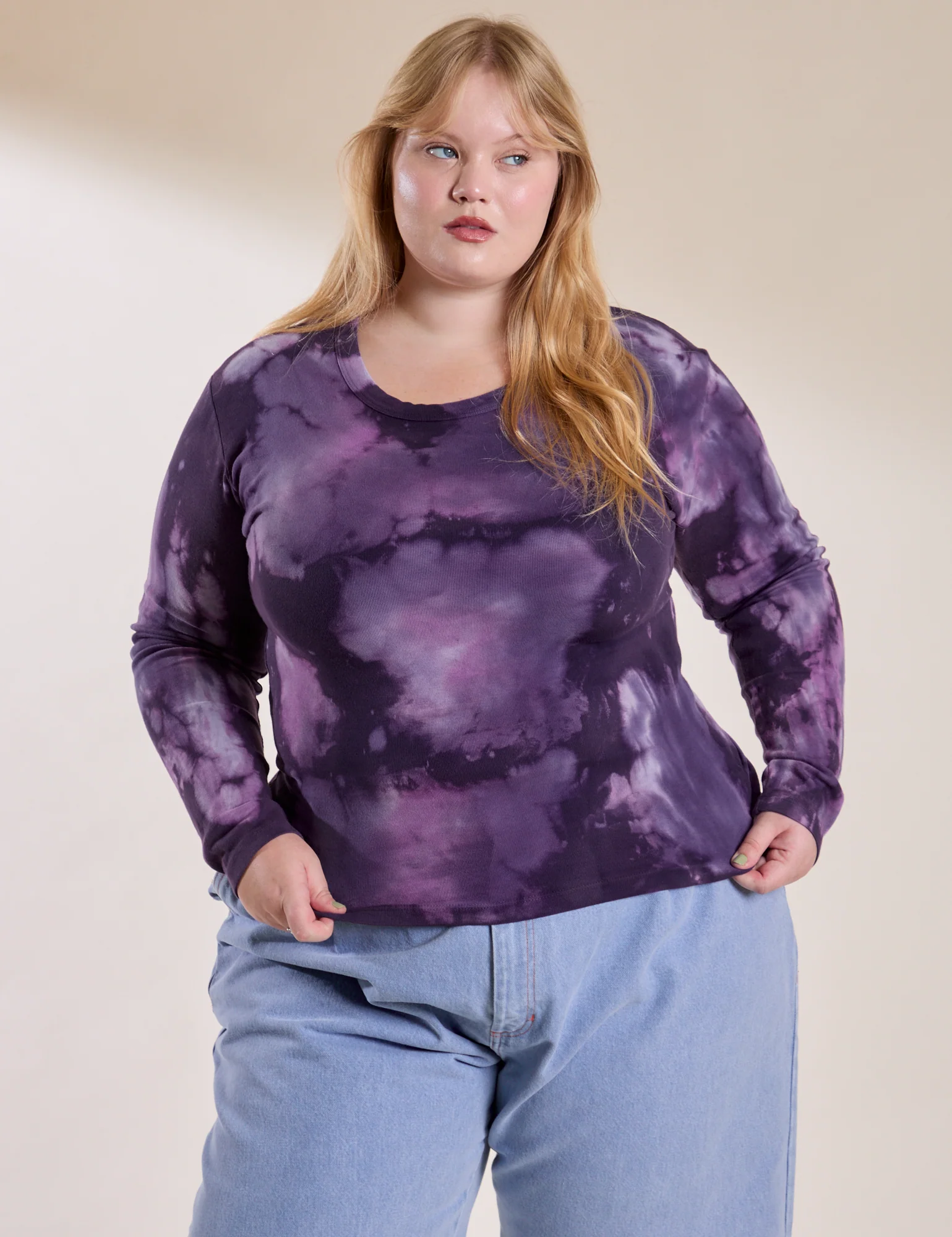 Long Sleeve Baby Tee - Dark Lavender - Image 12