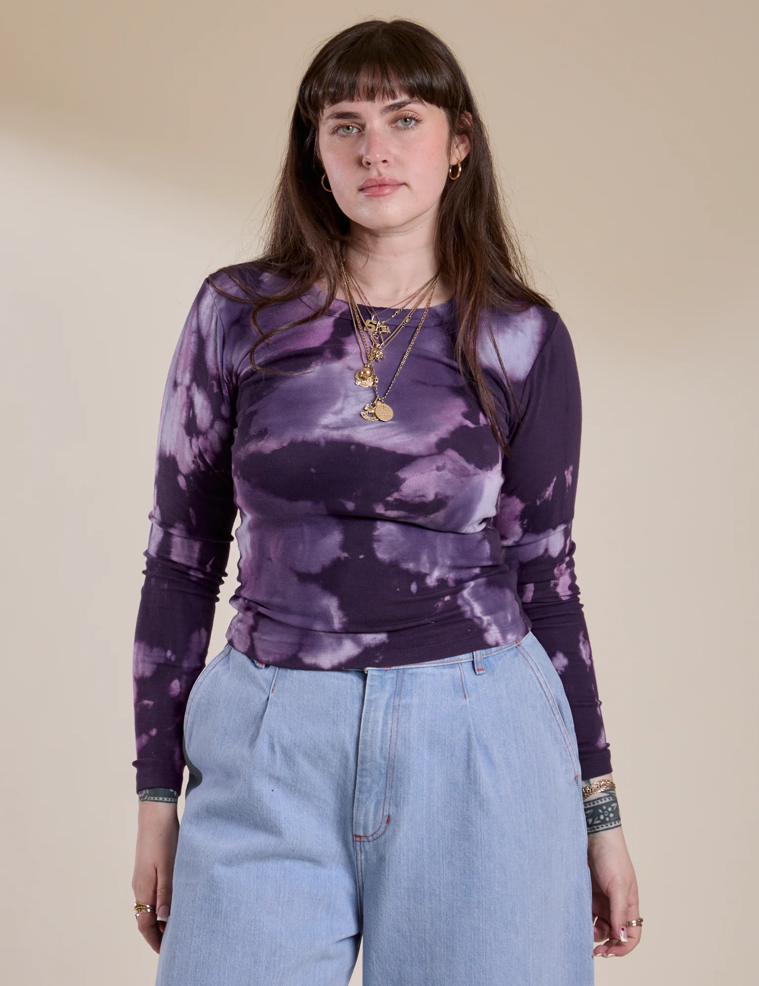 Long Sleeve Baby Tee - Dark Lavender - Image 18