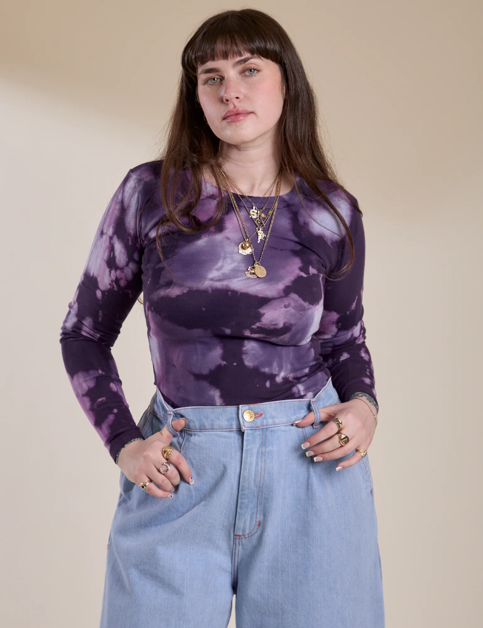 Long Sleeve Baby Tee - Dark Lavender - Image 20