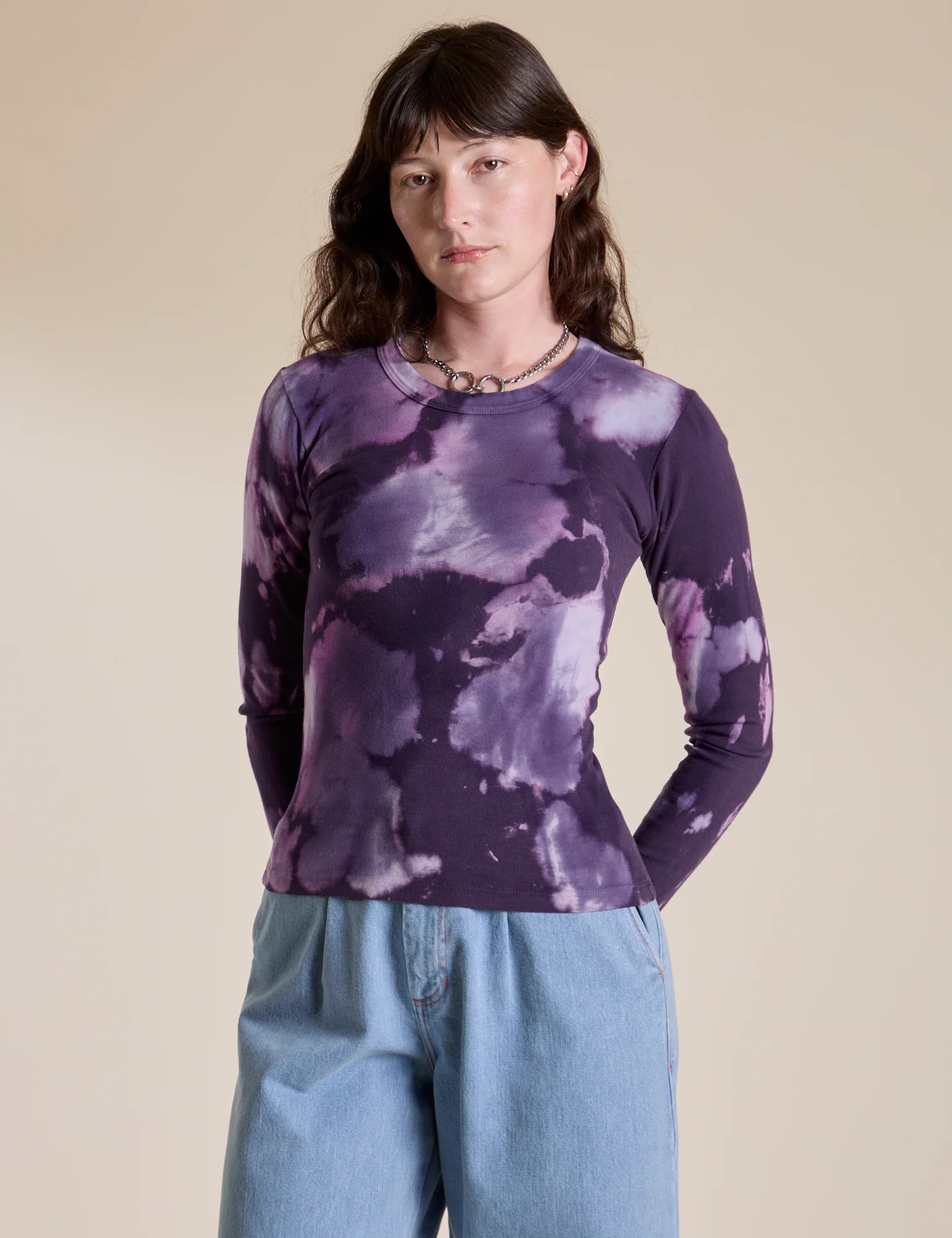 Long Sleeve Baby Tee - Dark Lavender - Image 4