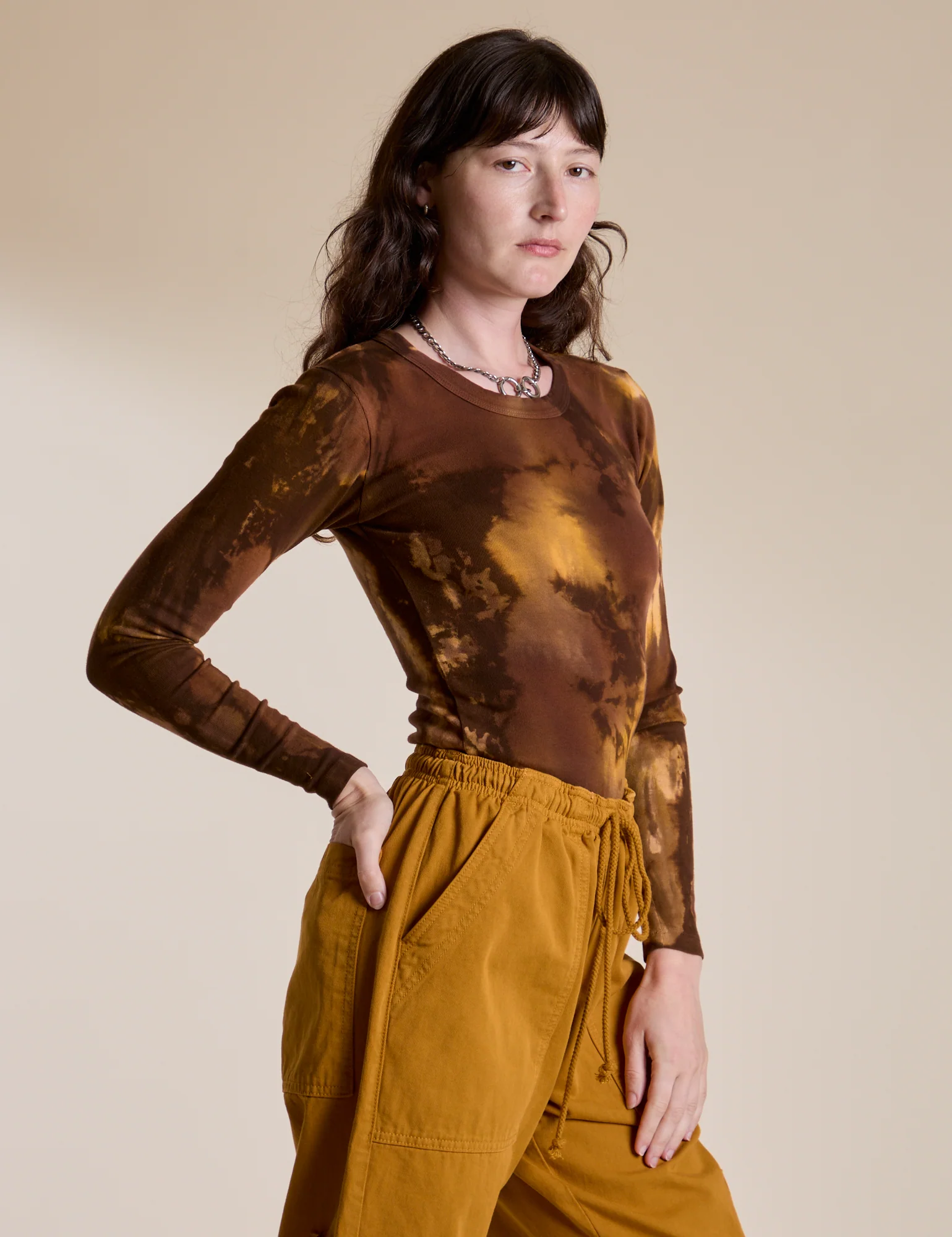 Long Sleeve Baby Tee - Honey Brown - Image 5