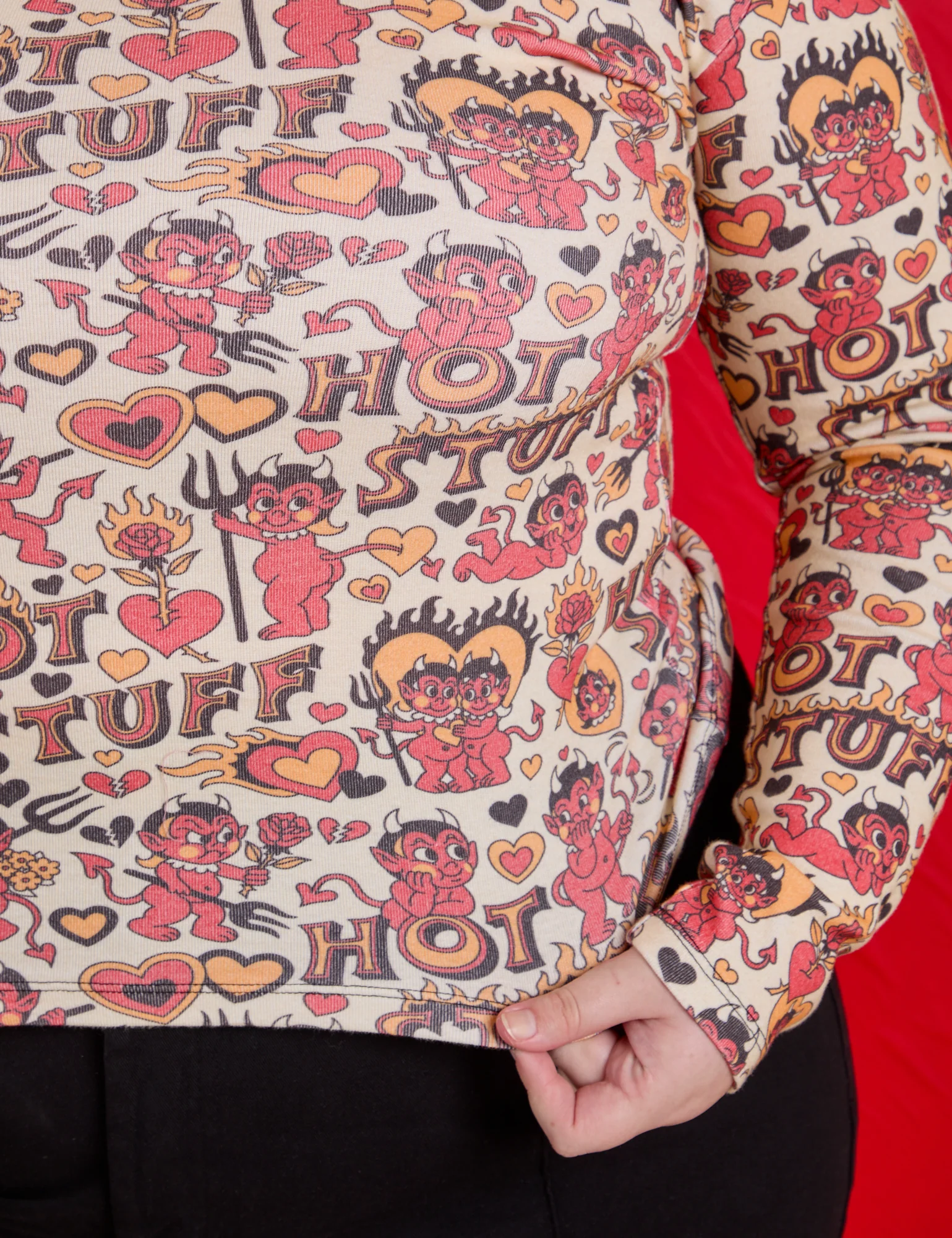 Long Sleeve Baby Tee - Hot Stuff Print *FINAL SALE* - Image 11