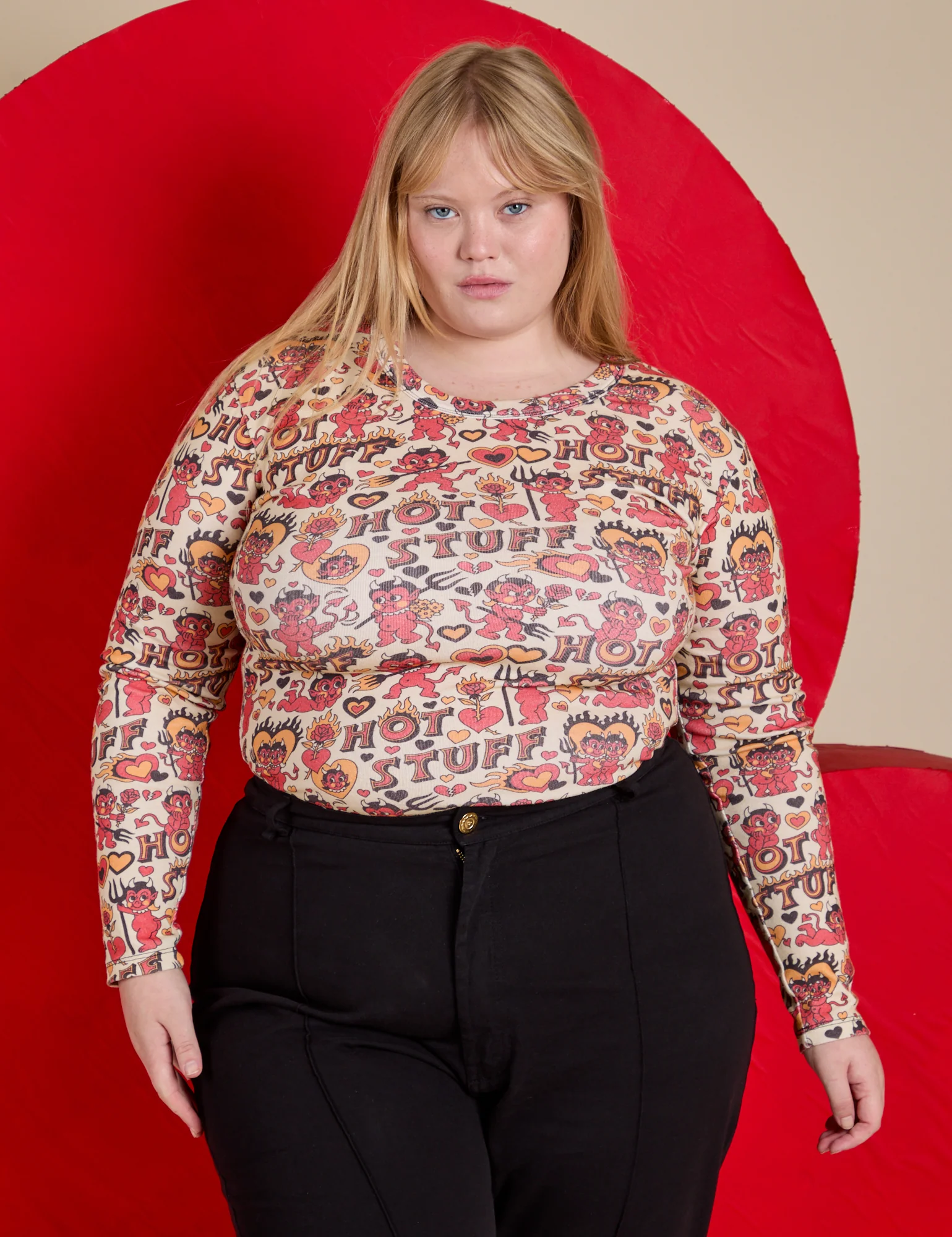 Long Sleeve Baby Tee - Hot Stuff Print *FINAL SALE* - Image 13