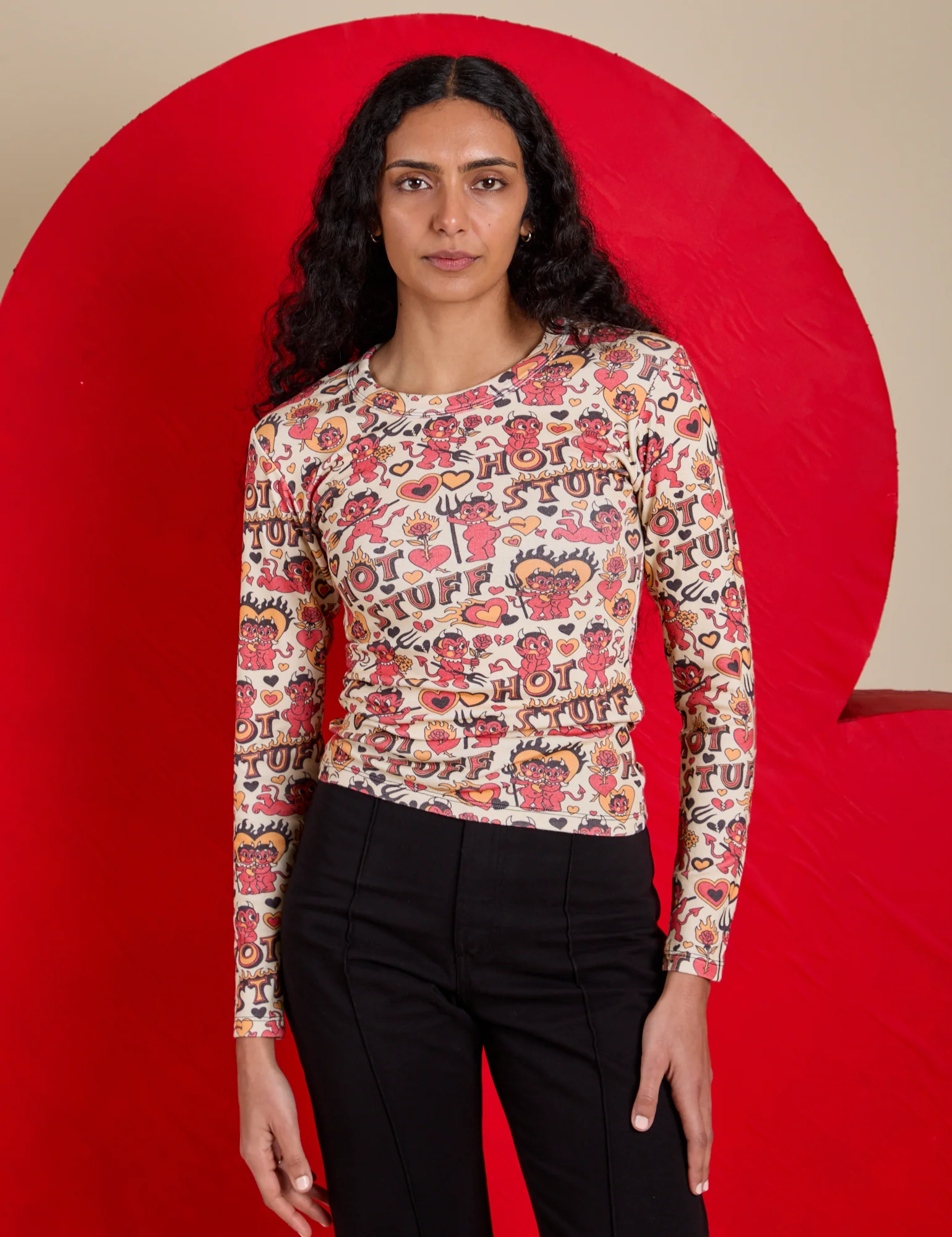 Long Sleeve Baby Tee - Hot Stuff Print *FINAL SALE* - Image 19