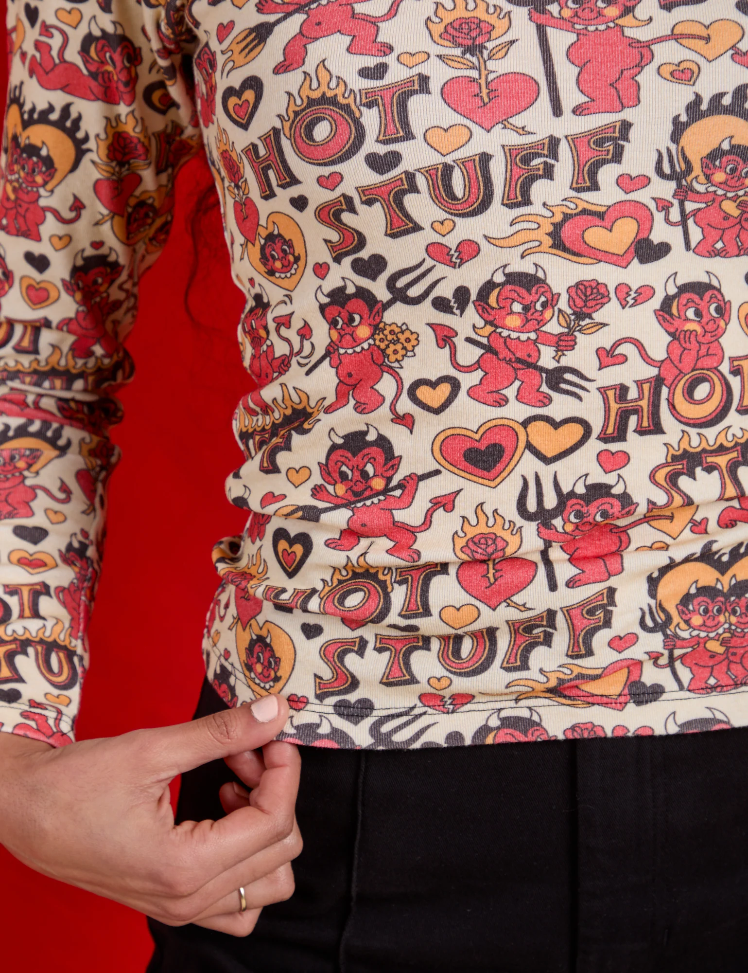 Long Sleeve Baby Tee - Hot Stuff Print *FINAL SALE* - Image 20