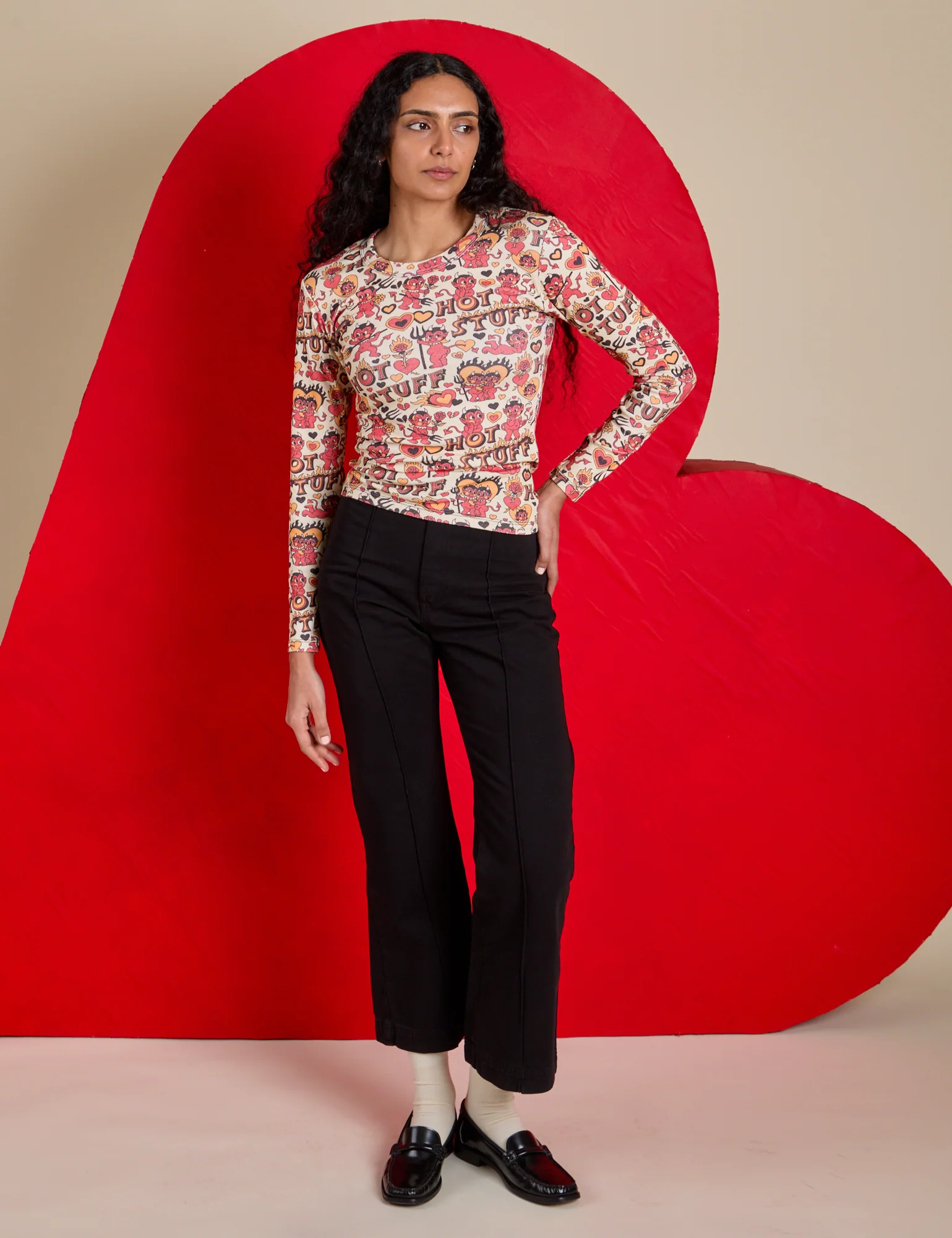 Long Sleeve Baby Tee - Hot Stuff Print *FINAL SALE* - Image 21