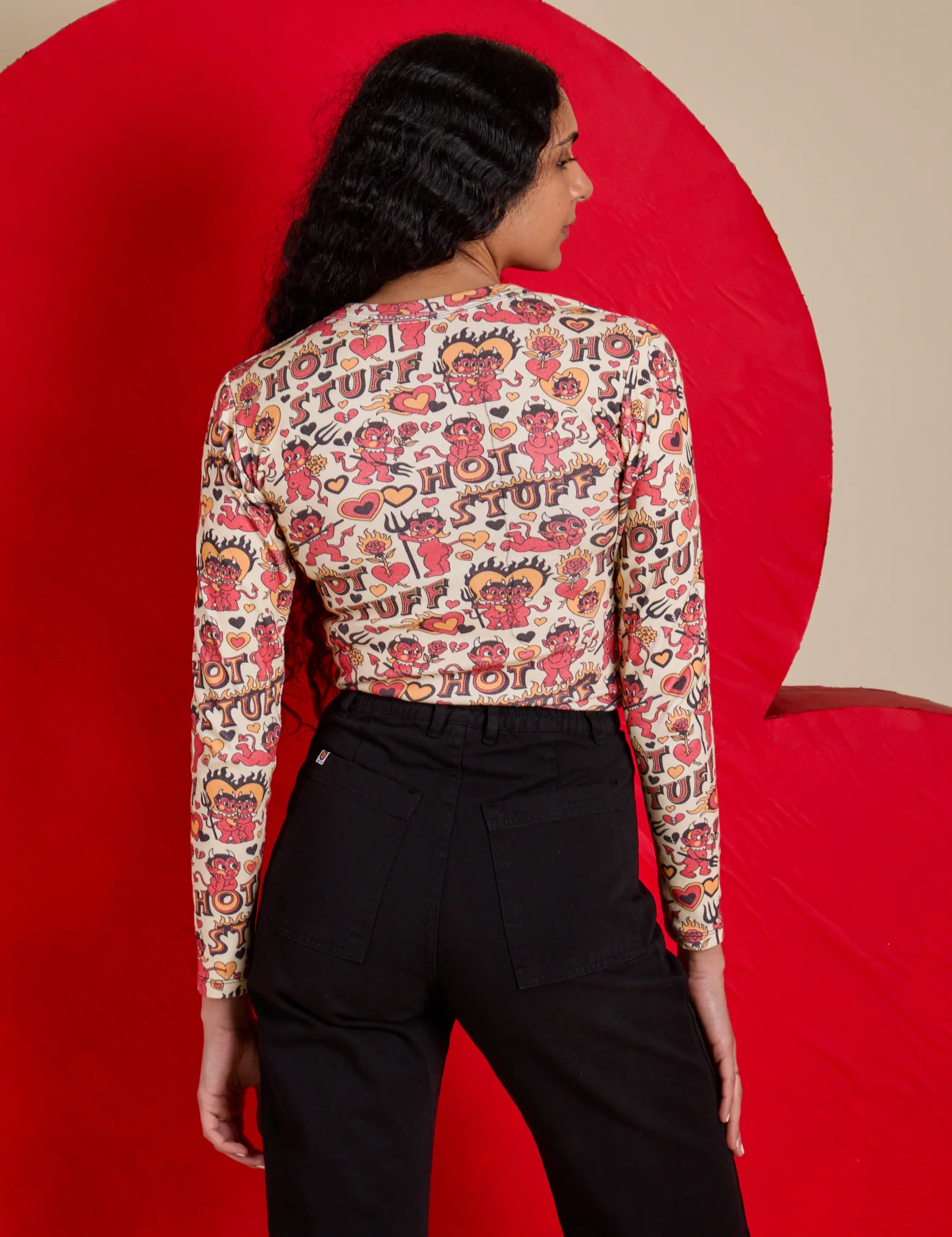 Long Sleeve Baby Tee - Hot Stuff Print *FINAL SALE* - Image 25