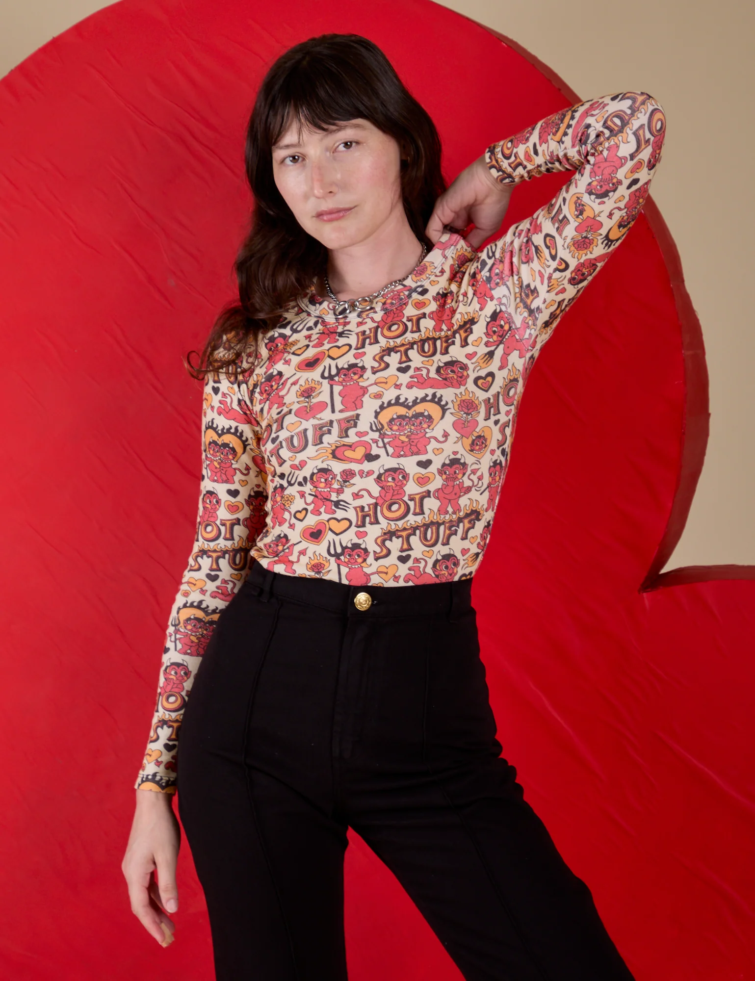 Long Sleeve Baby Tee - Hot Stuff Print *FINAL SALE* - Image 3