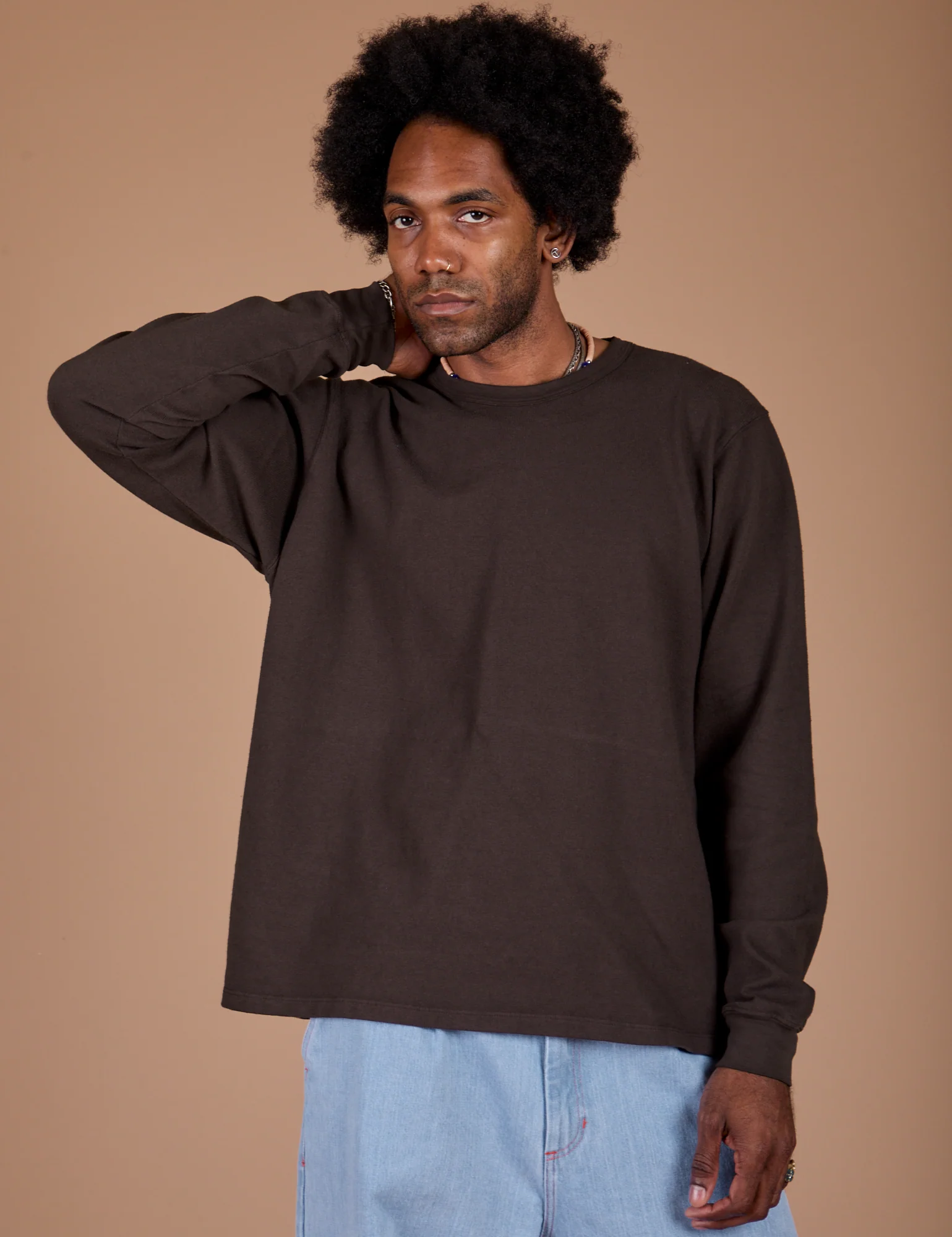 Long Sleeve Burly Tee - Espresso Brown - Image 23