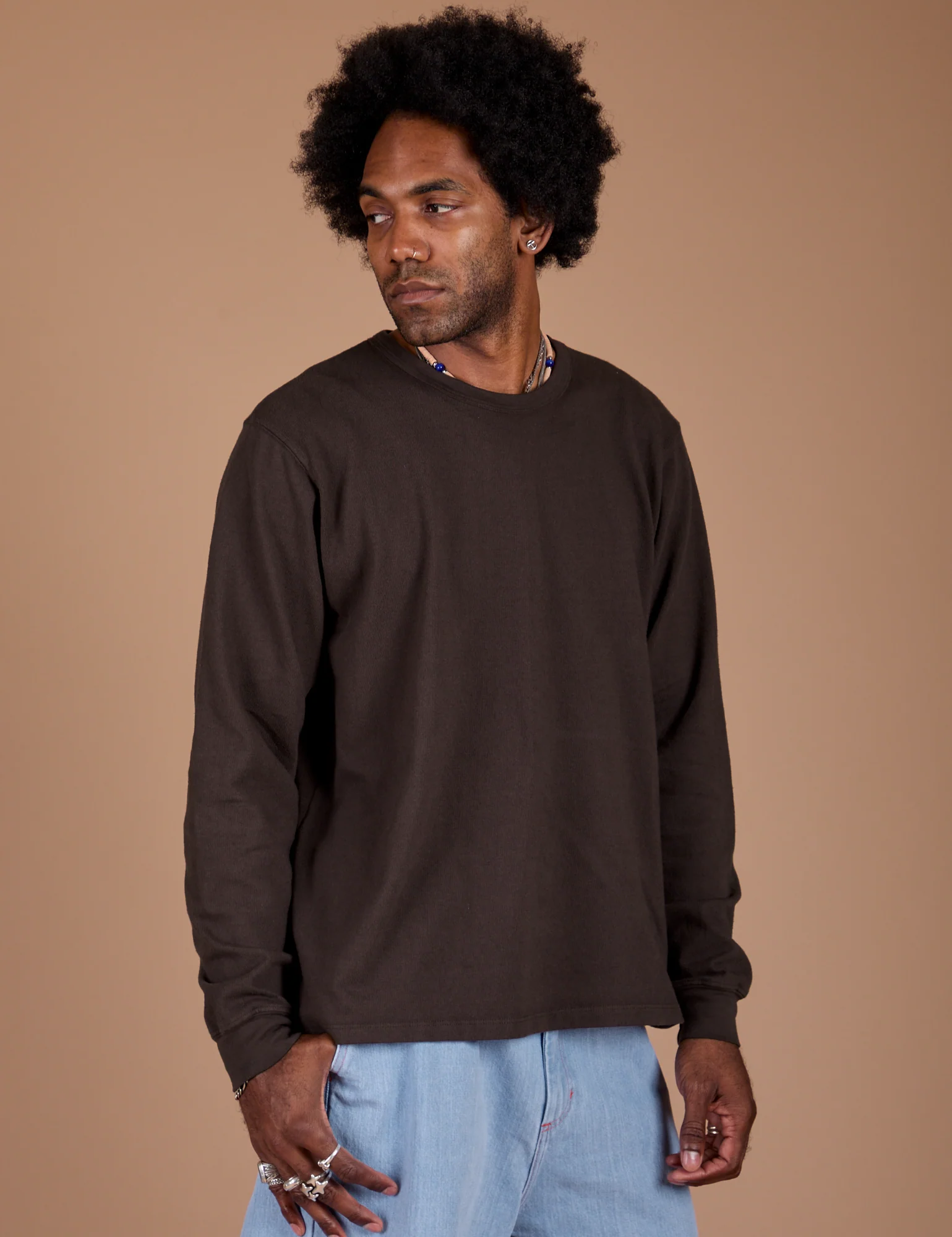 Long Sleeve Burly Tee - Espresso Brown - Image 26
