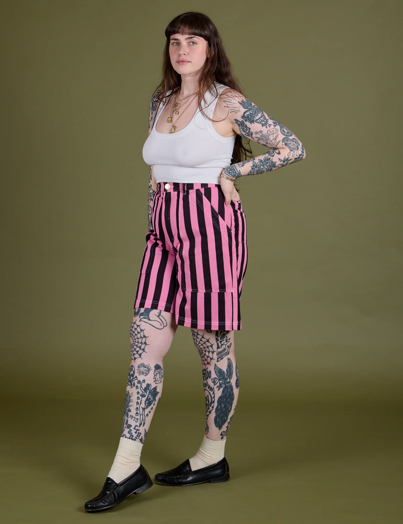 Longline Work Shorts - Bubblegum Pink - Image 23